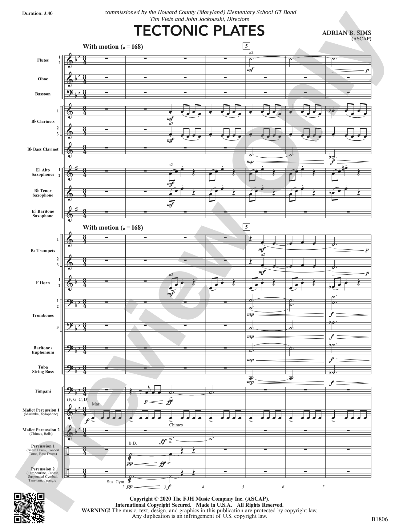 Tectonic Plates: Concert Band Conductor Score & Parts