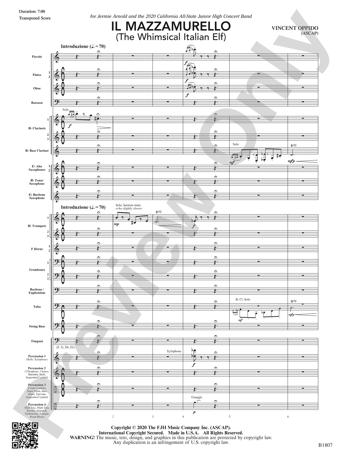 Il Mazzamurello (The Whimsical Italian Elf): Concert Band Conductor Score & Parts