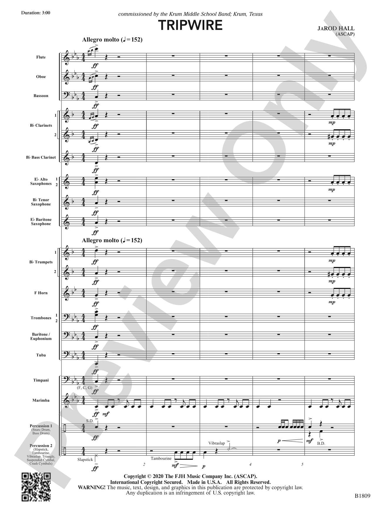 Tripwire: Concert Band Conductor Score & Parts | JaRod Hall