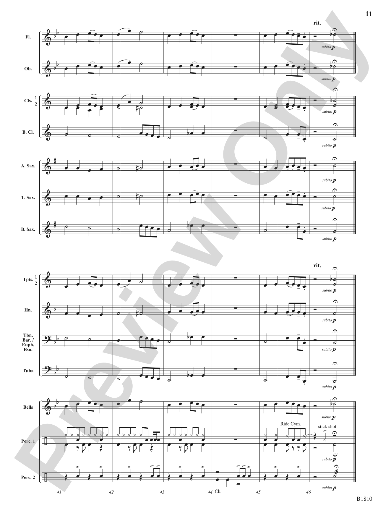 Fair Shake (Rock 'n' Roll Tambourine Feature): Concert Band Conductor Score & Parts