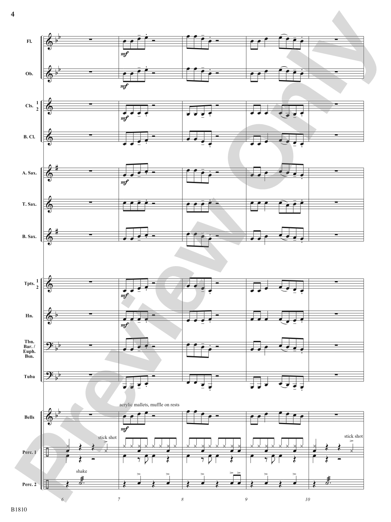 Fair Shake (Rock 'n' Roll Tambourine Feature): Concert Band Conductor Score & Parts