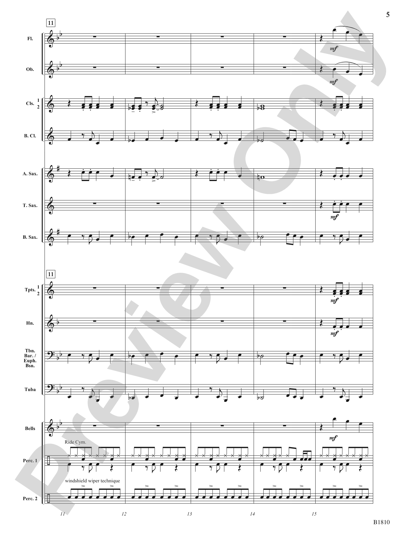 Fair Shake (Rock 'n' Roll Tambourine Feature): Concert Band Conductor Score & Parts
