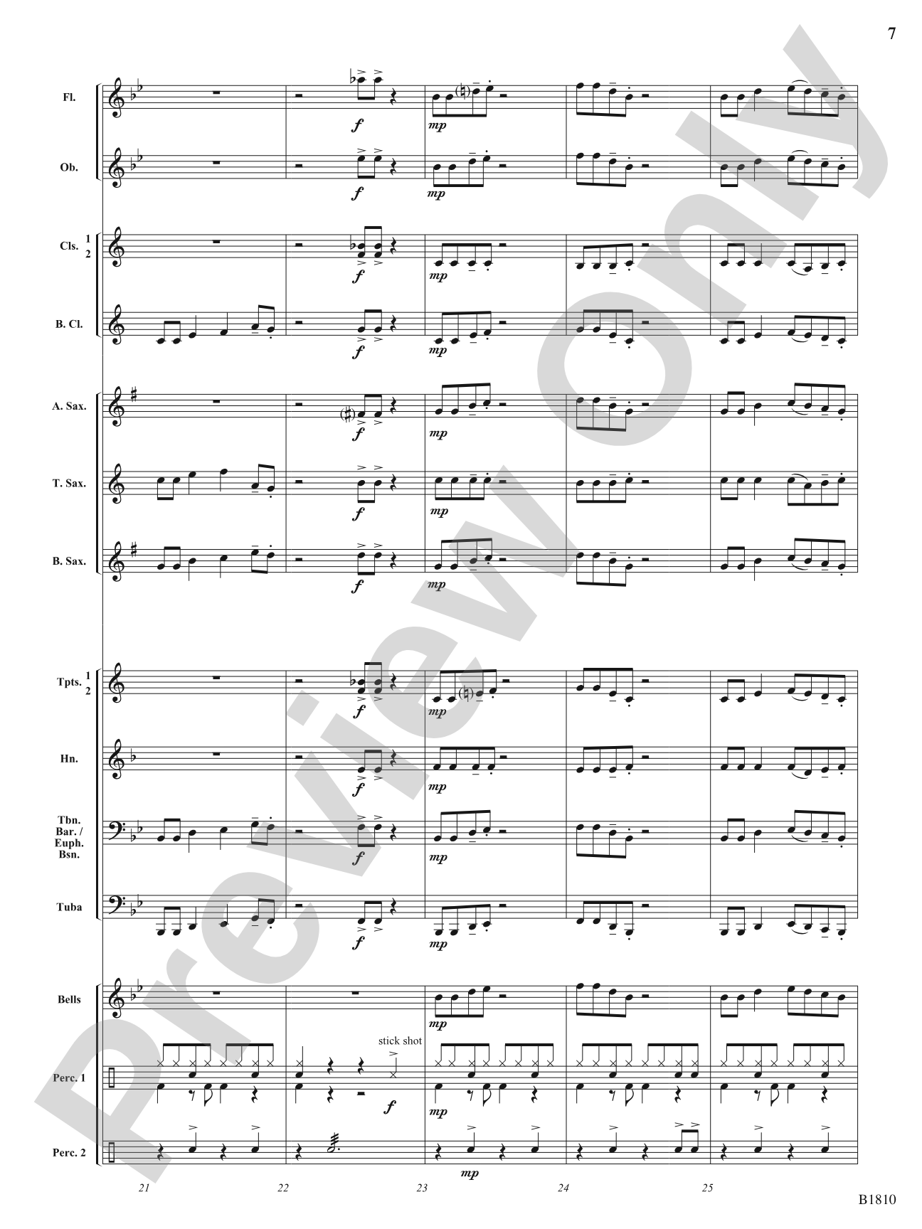 Fair Shake (Rock 'n' Roll Tambourine Feature): Concert Band Conductor Score & Parts
