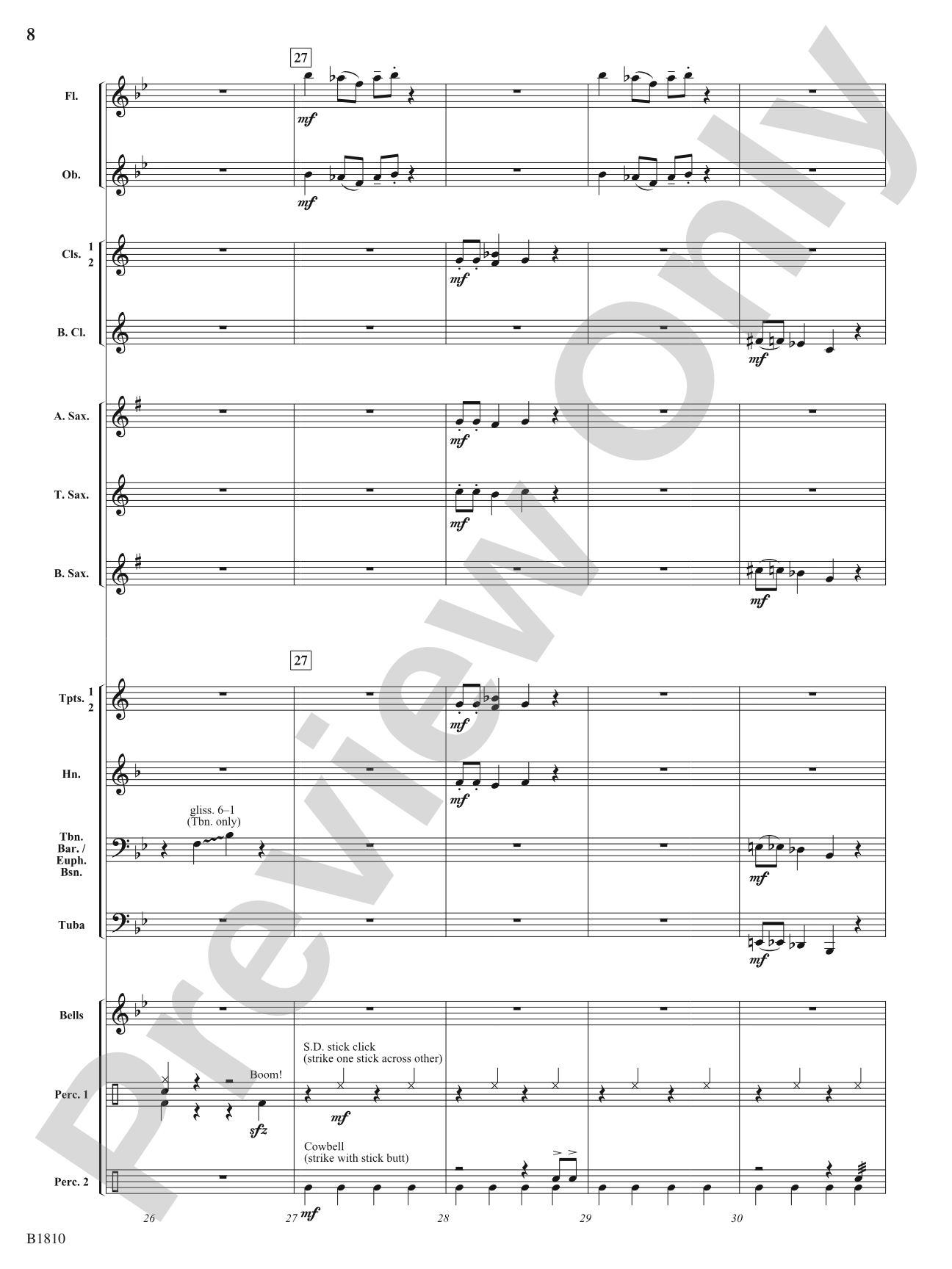 Fair Shake (Rock 'n' Roll Tambourine Feature): Concert Band Conductor Score & Parts