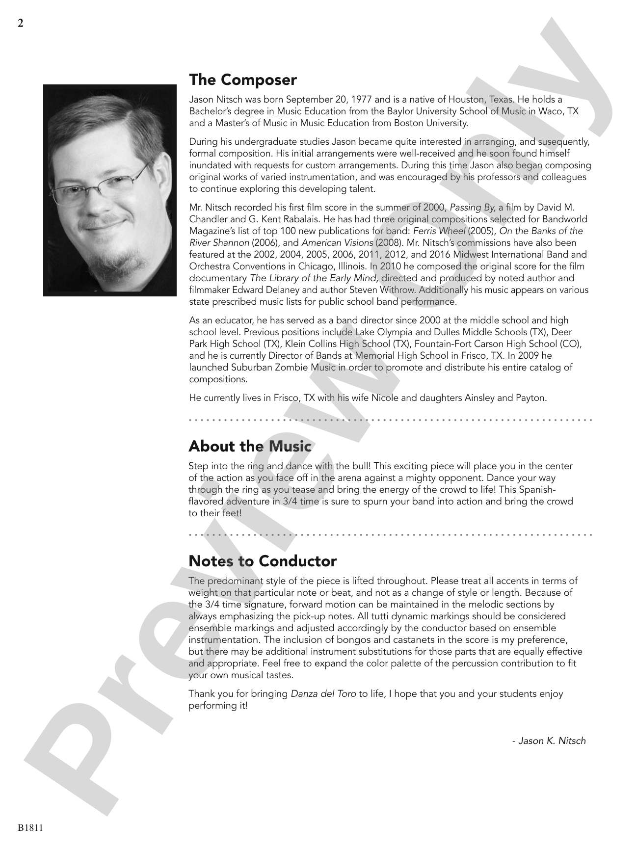 Danza del Toro: Concert Band Conductor Score & Parts