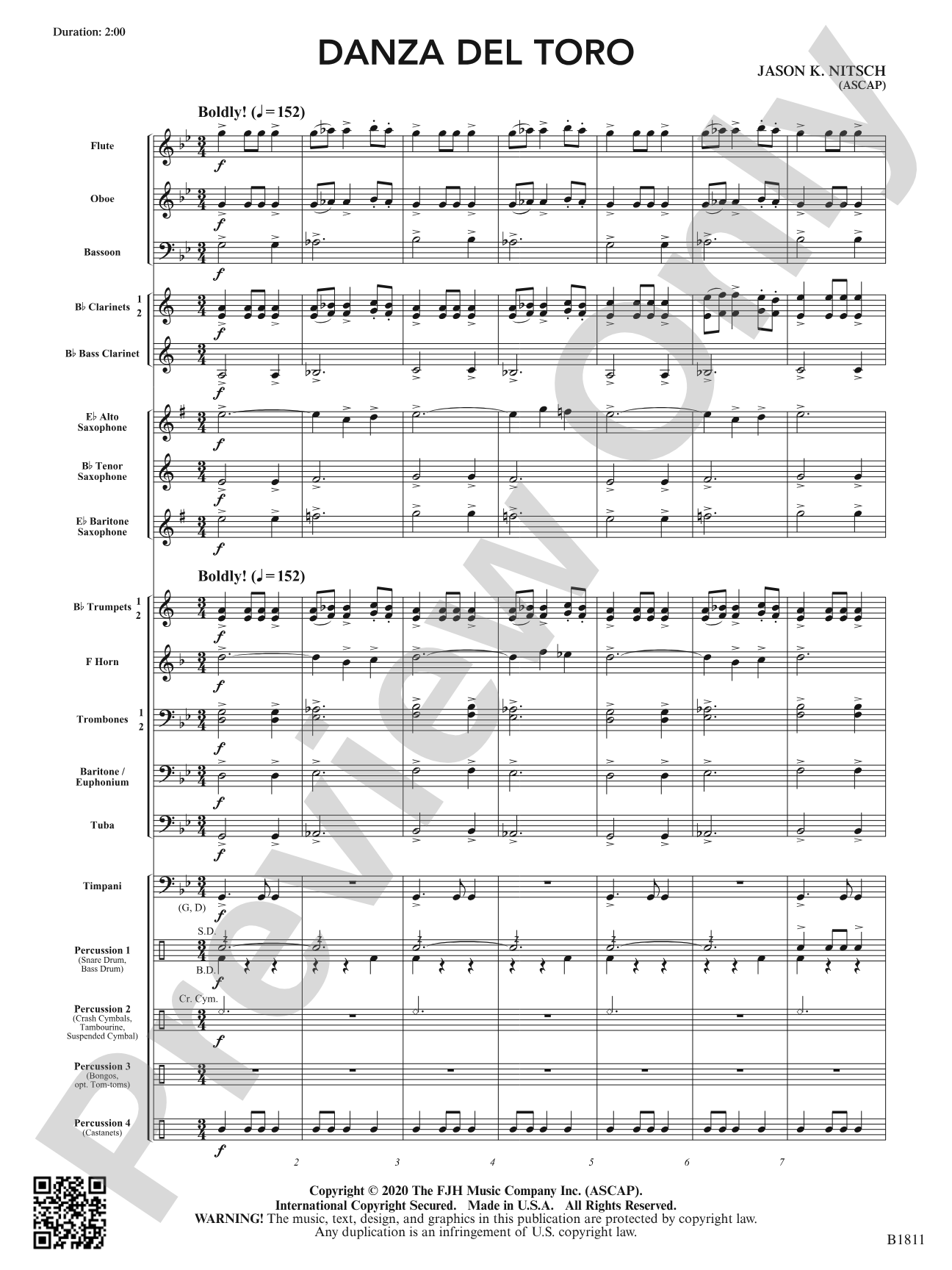 Danza del Toro: Concert Band Conductor Score & Parts