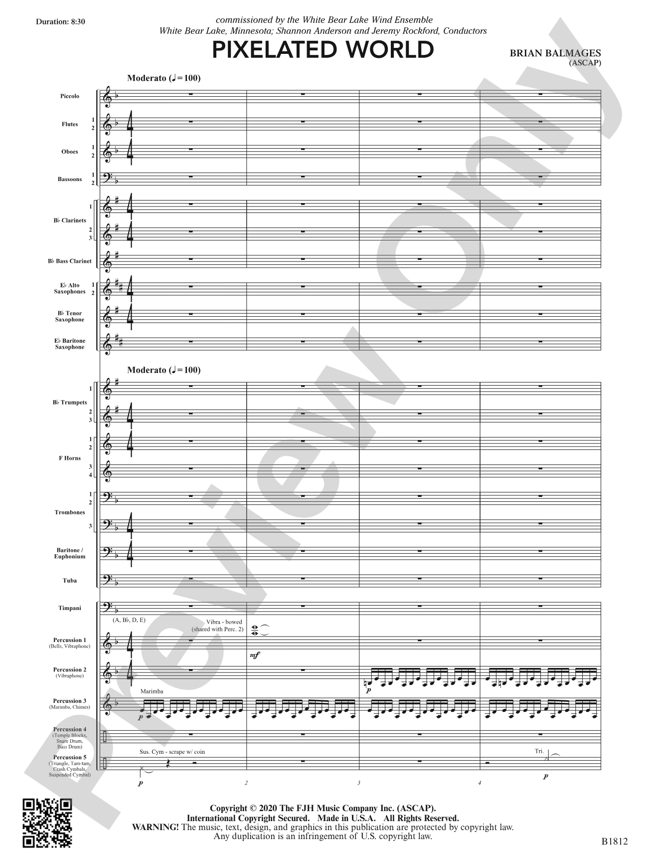 Pixelated World: Concert Band Conductor Score & Parts