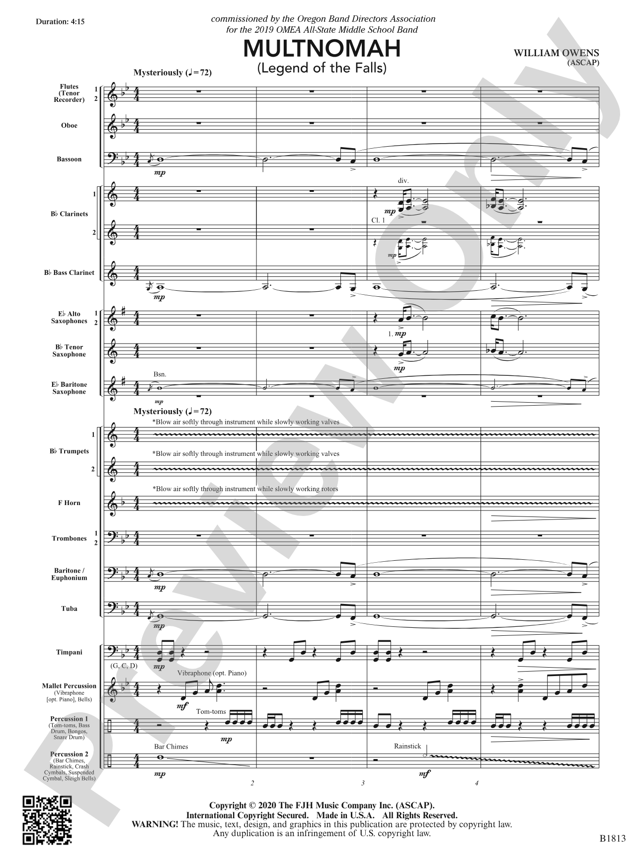 Multnomah (Legend of the Falls): Concert Band Conductor Score & Parts