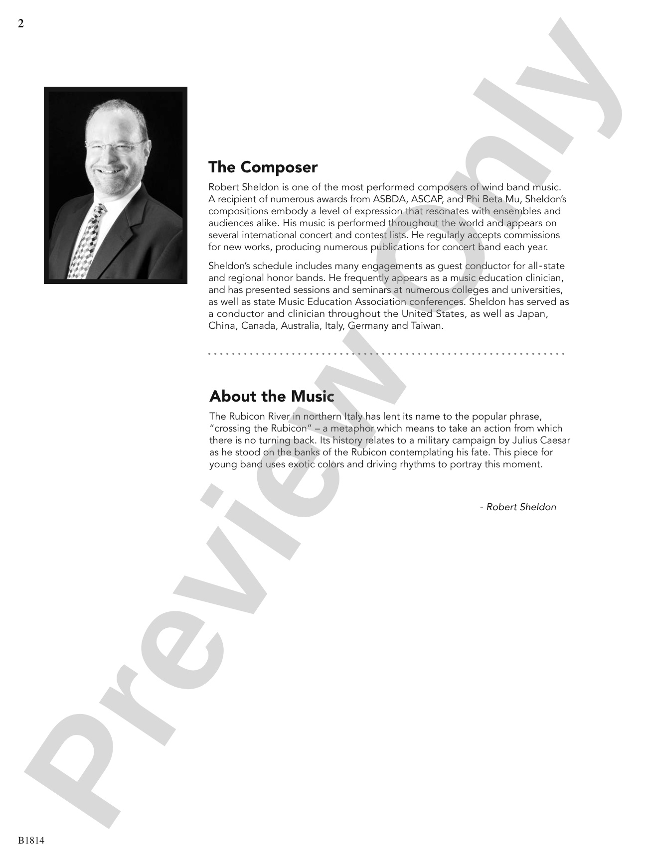 Crossing the Rubicon: Concert Band Conductor Score & Parts