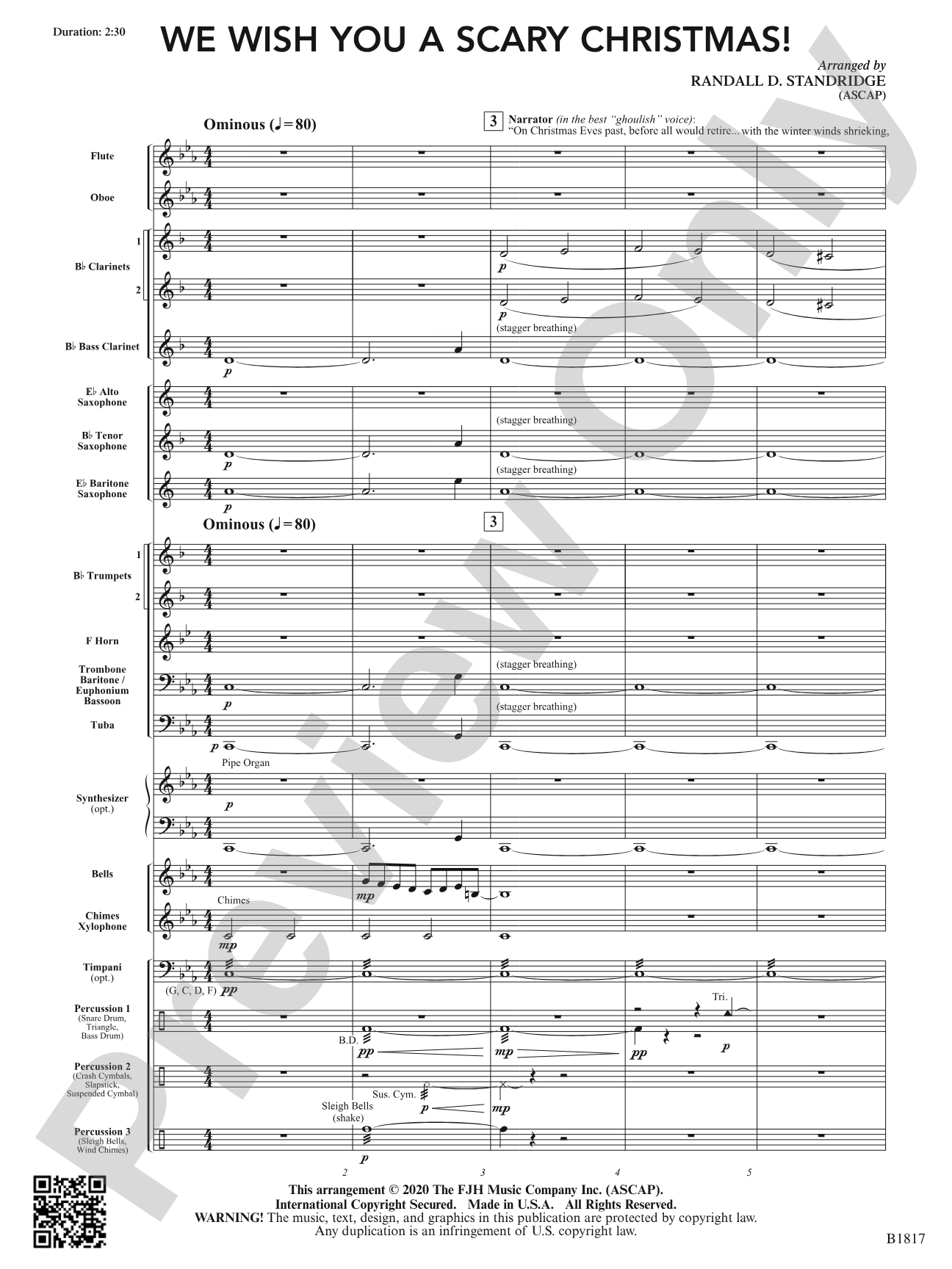 We Wish You a Scary Christmas!: Concert Band Conductor Score & Parts