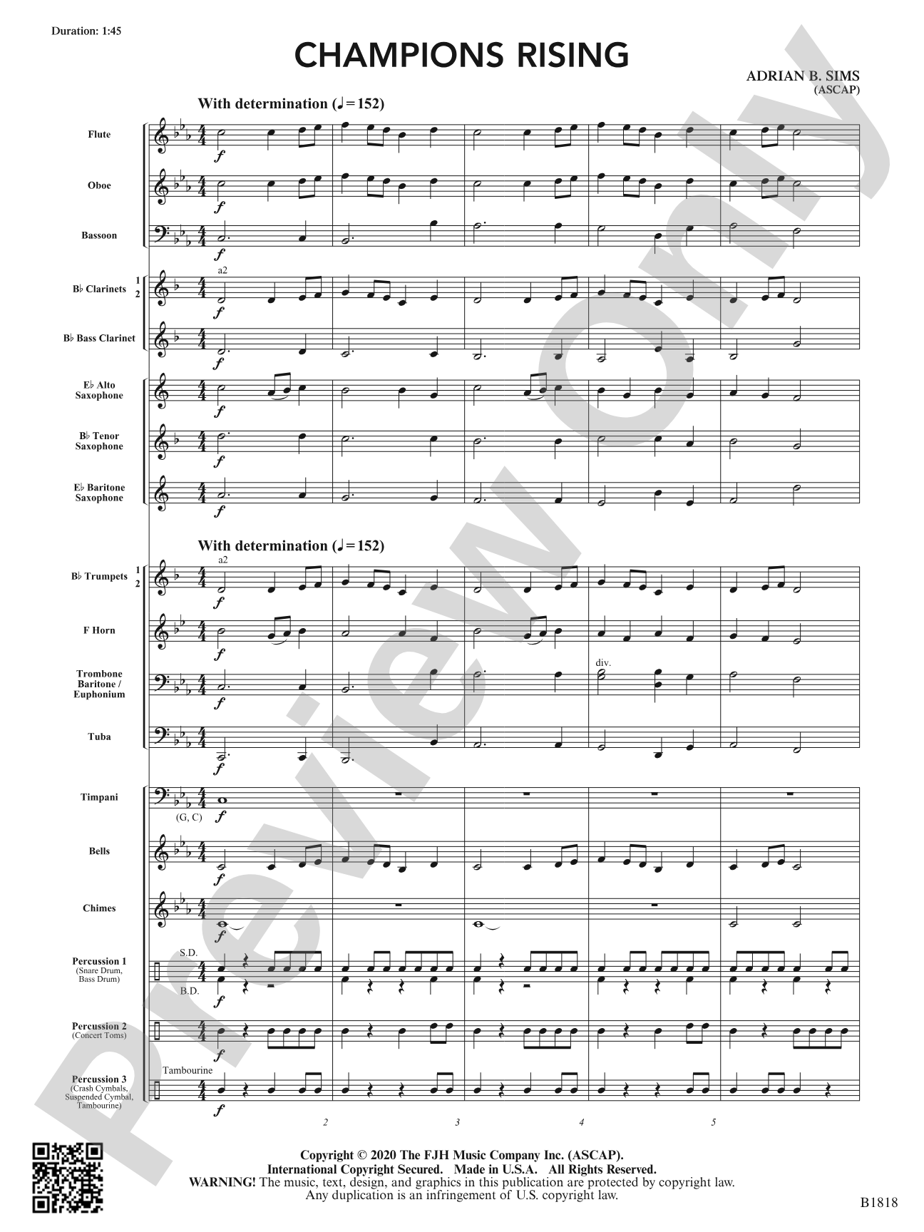 Champions Rising: Concert Band Conductor Score & Parts