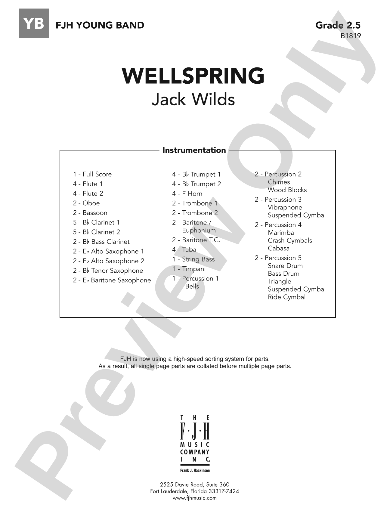 Wellspring: Concert Band Conductor Score & Parts