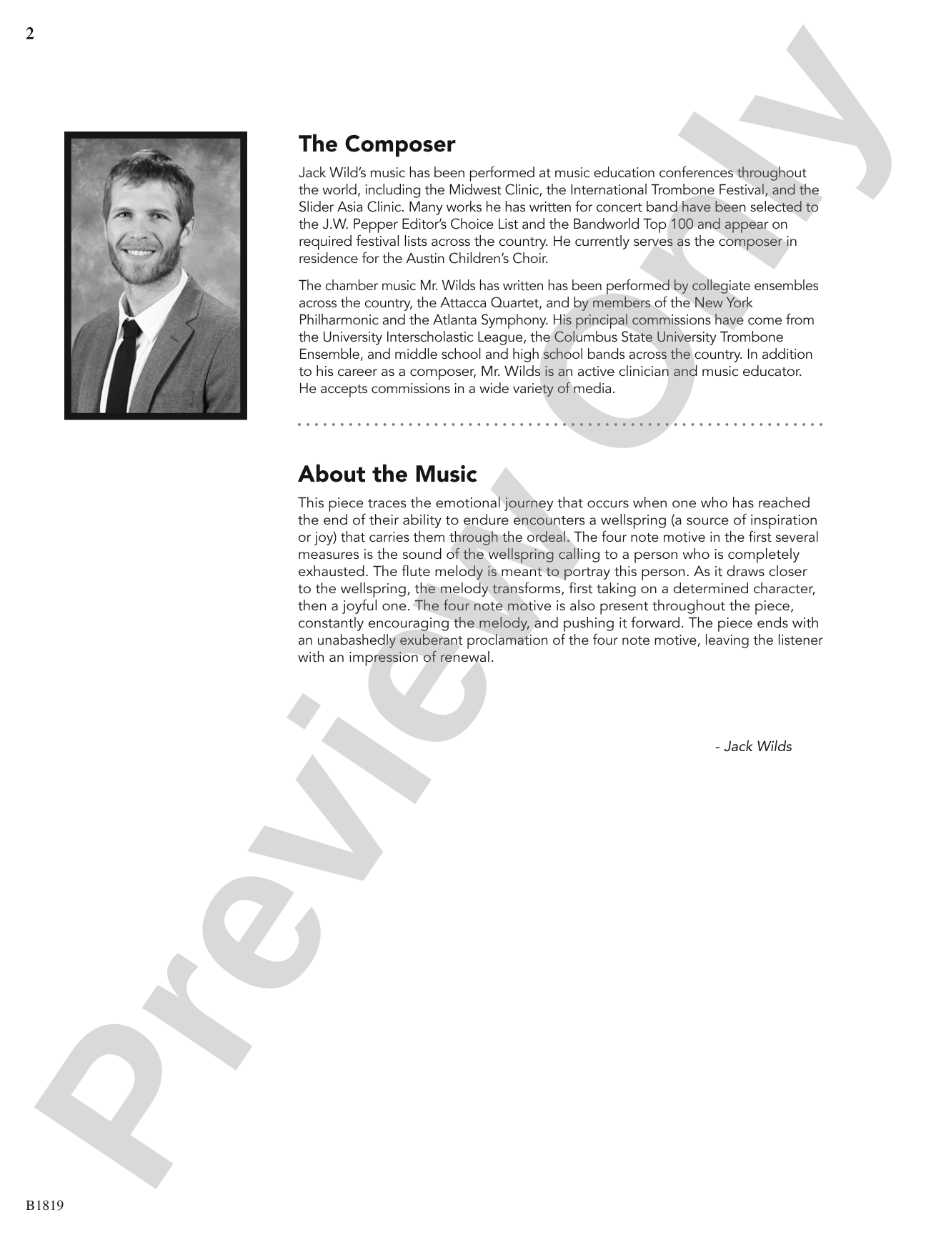 Wellspring: Concert Band Conductor Score & Parts