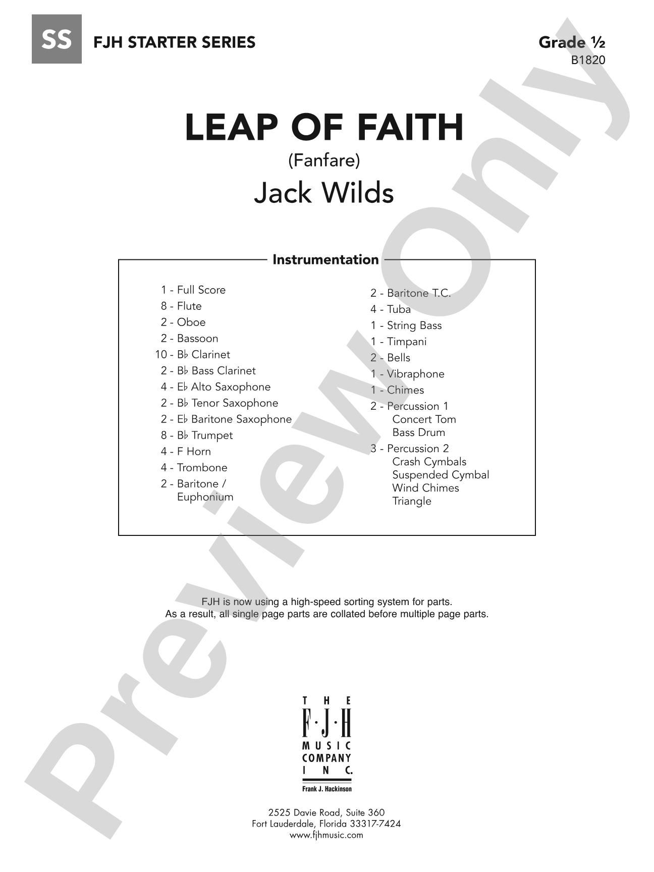 Leap of Faith (Fanfare): Concert Band Conductor Score & Parts