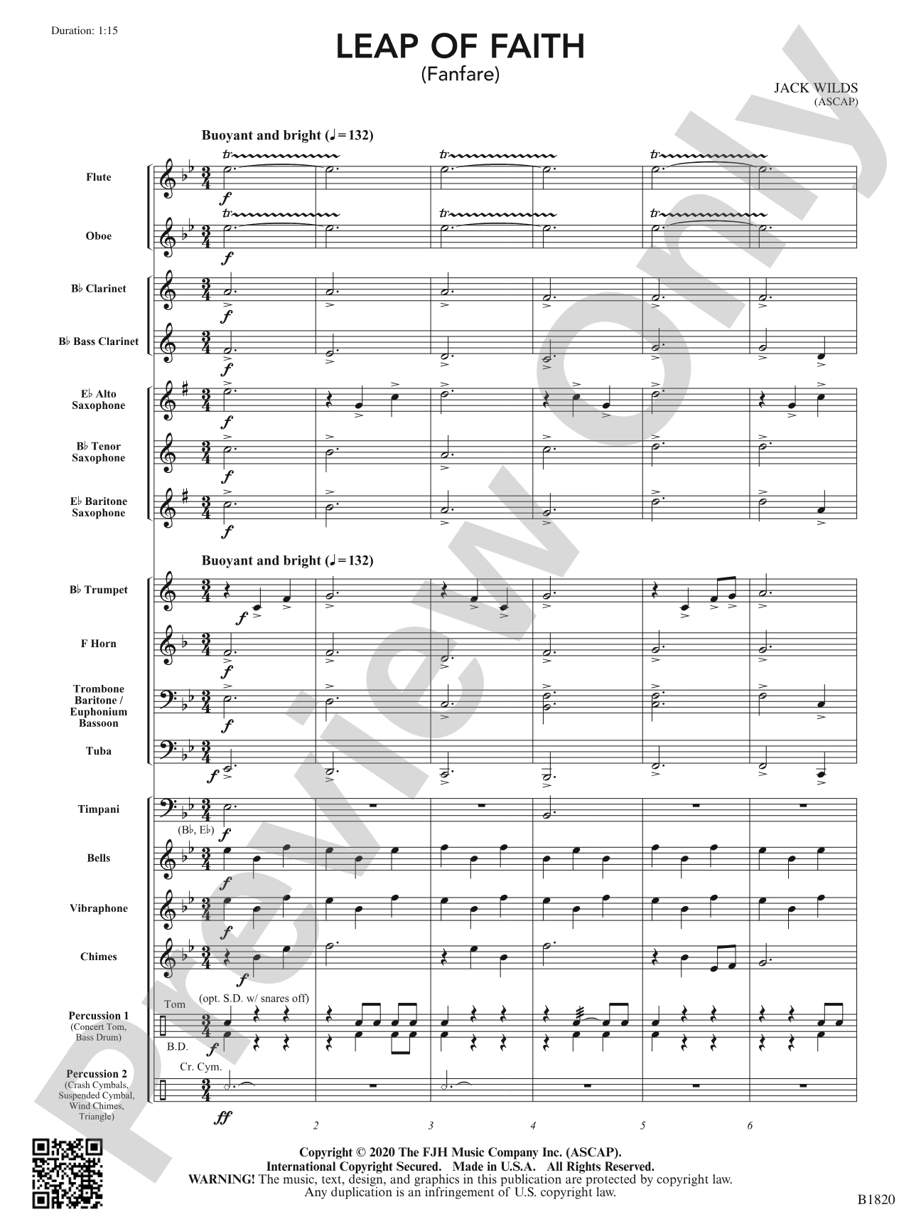Leap of Faith (Fanfare): Concert Band Conductor Score & Parts