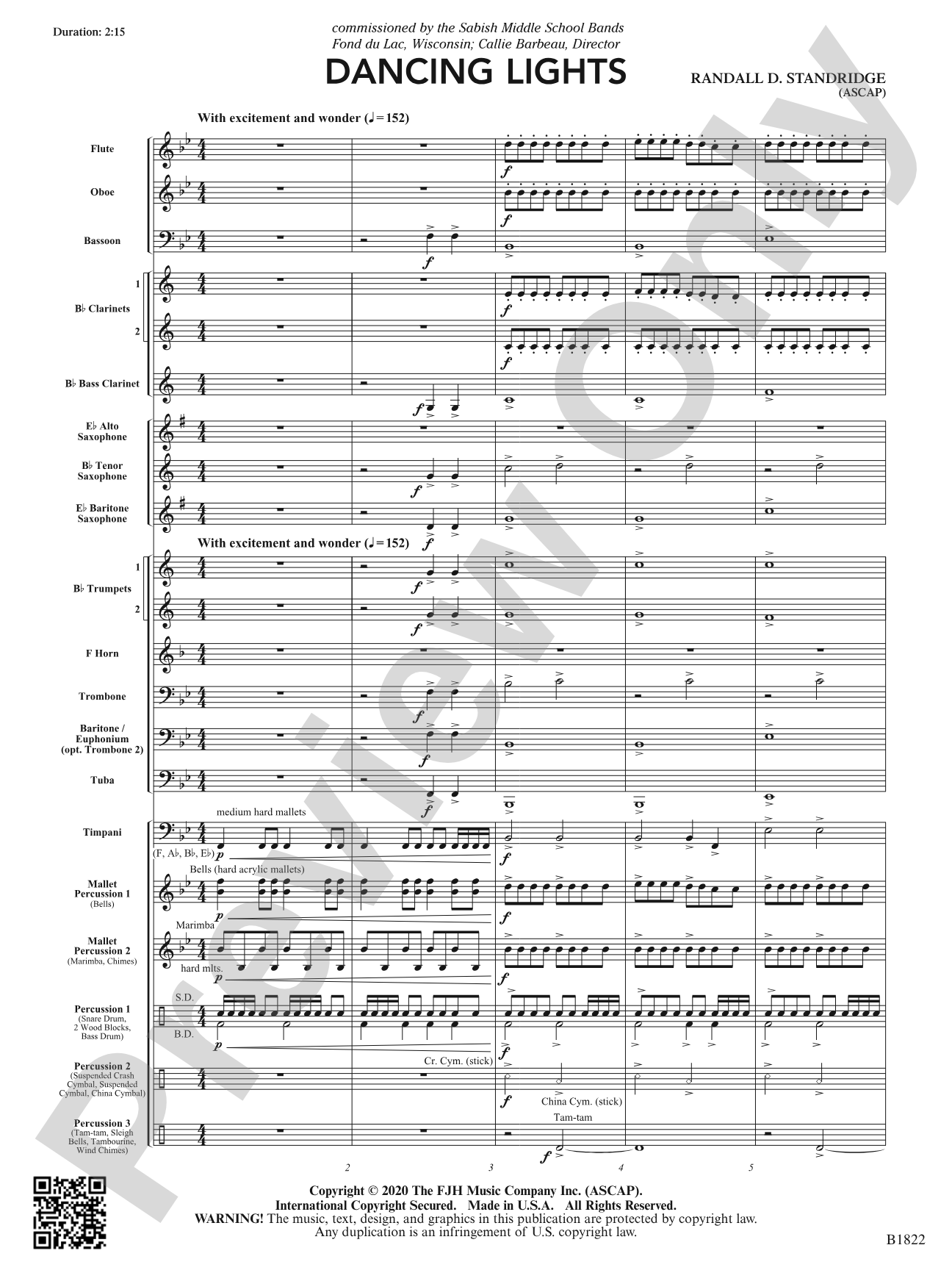 Dancing Lights: Concert Band Conductor Score & Parts