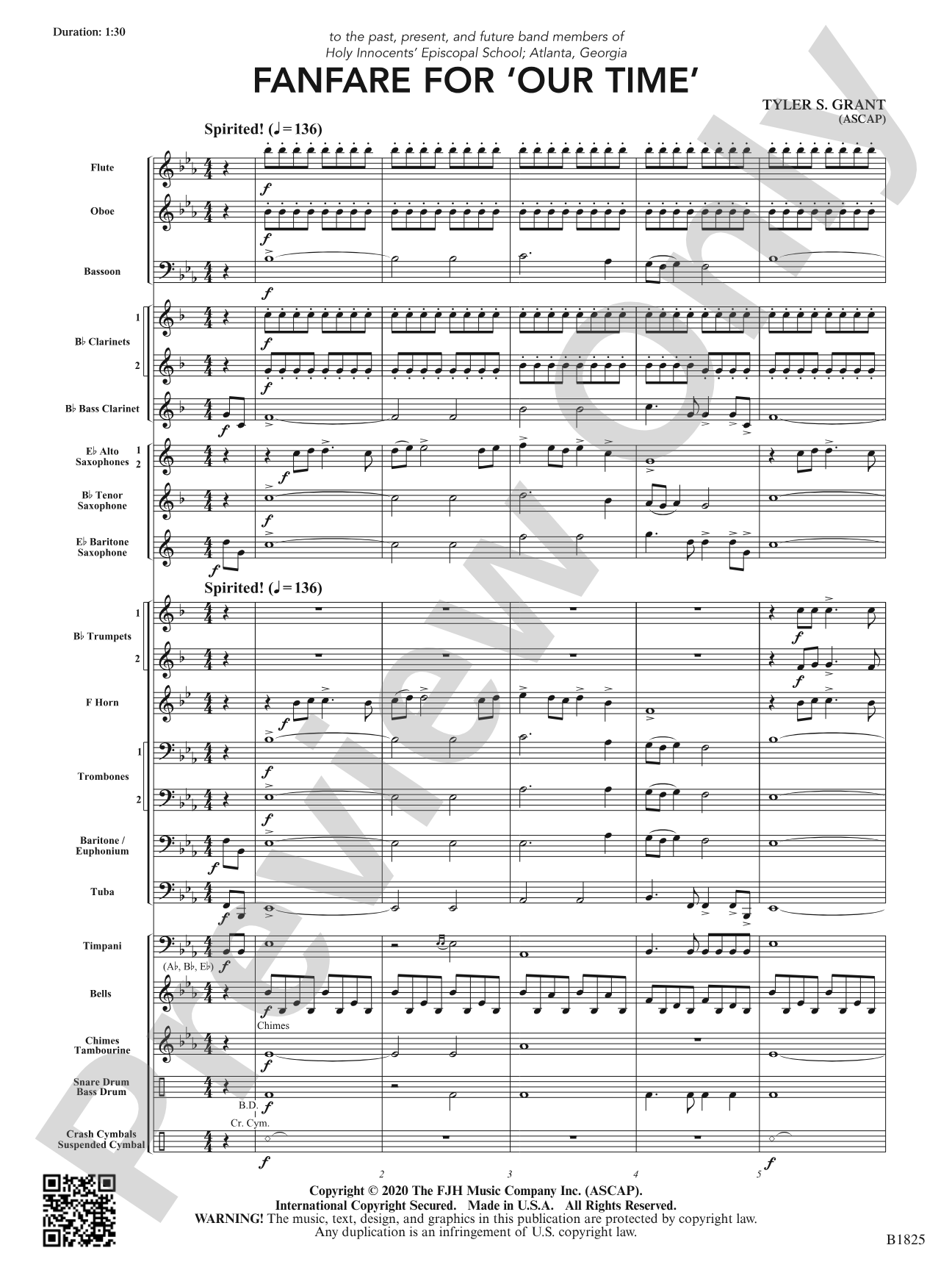 Fanfare for 'Our Time': Concert Band Conductor Score & Parts