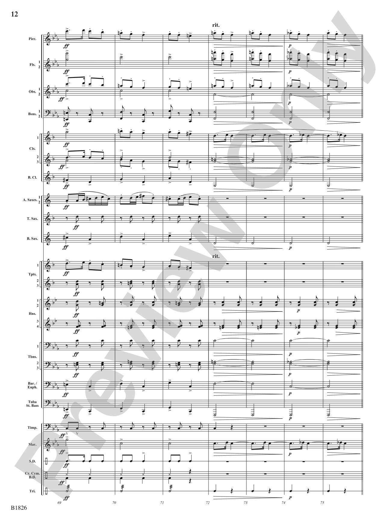 Slavonic Dance No. 7 (Opus 46): Concert Band Conductor Score & Parts