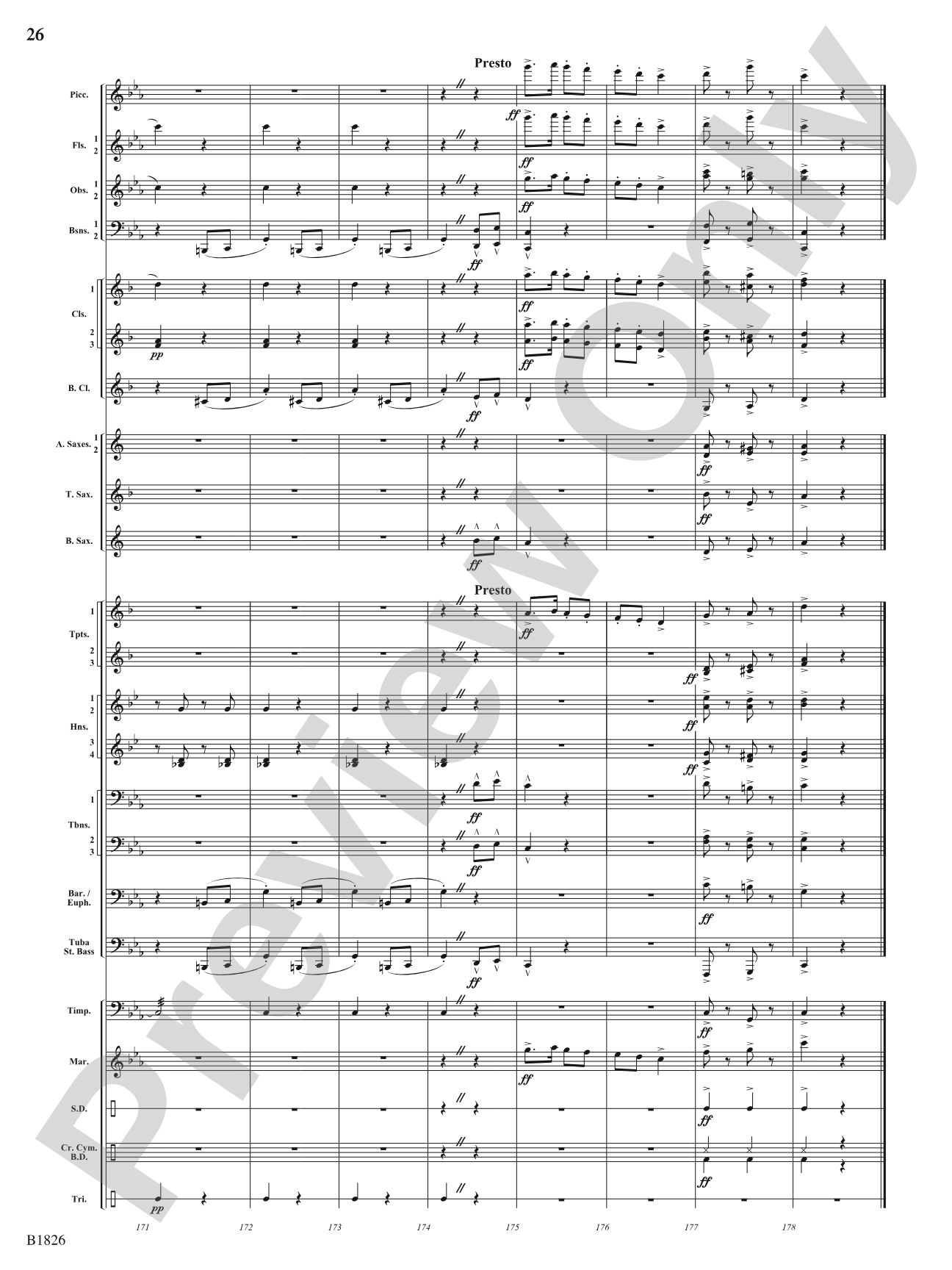 Slavonic Dance No. 7 (Opus 46): Concert Band Conductor Score & Parts