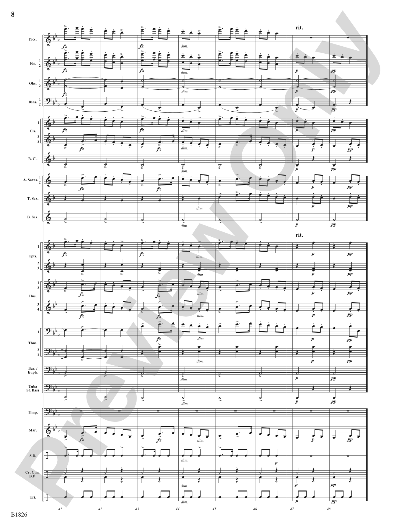 Slavonic Dance No. 7 (Opus 46): Concert Band Conductor Score & Parts