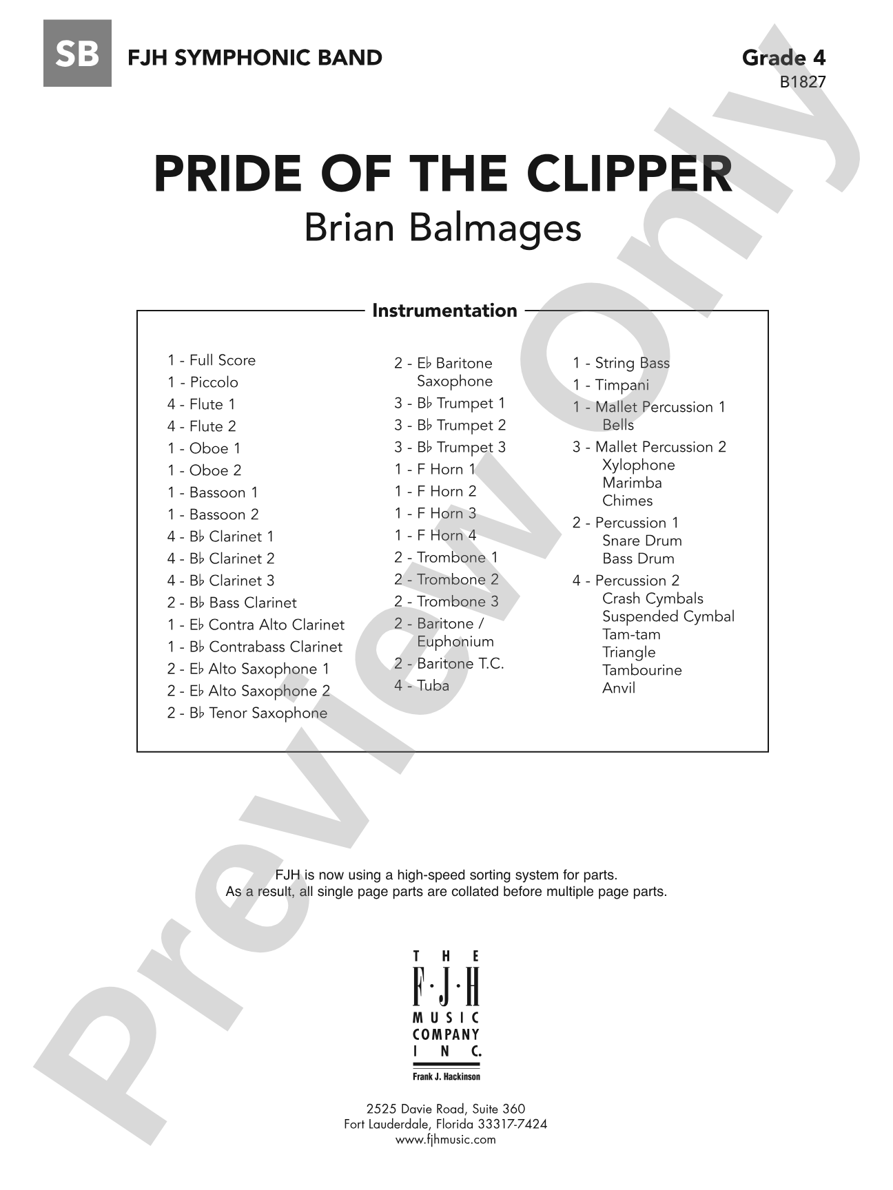 Pride of the Clipper: Concert Band Conductor Score & Parts