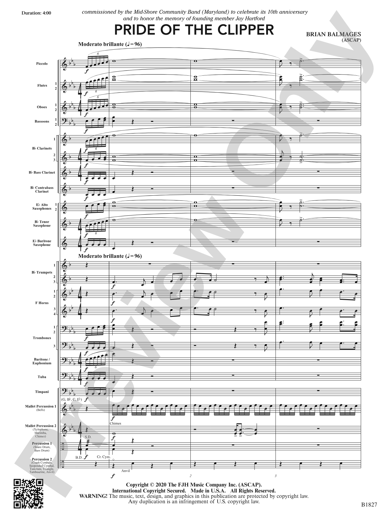 Pride of the Clipper: Concert Band Conductor Score & Parts