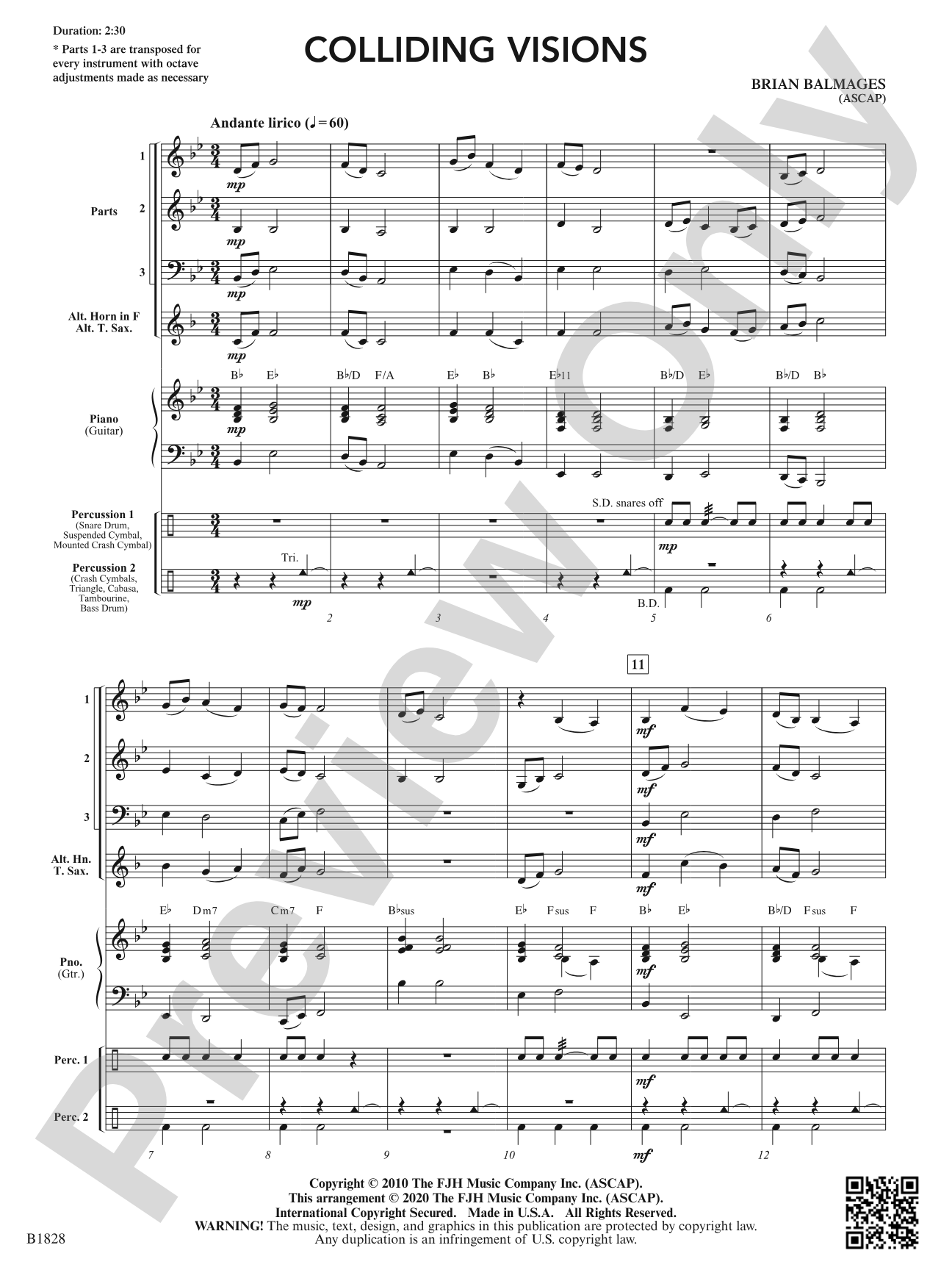 Colliding Visions: Flexible Band/String Ensemble Score & Parts