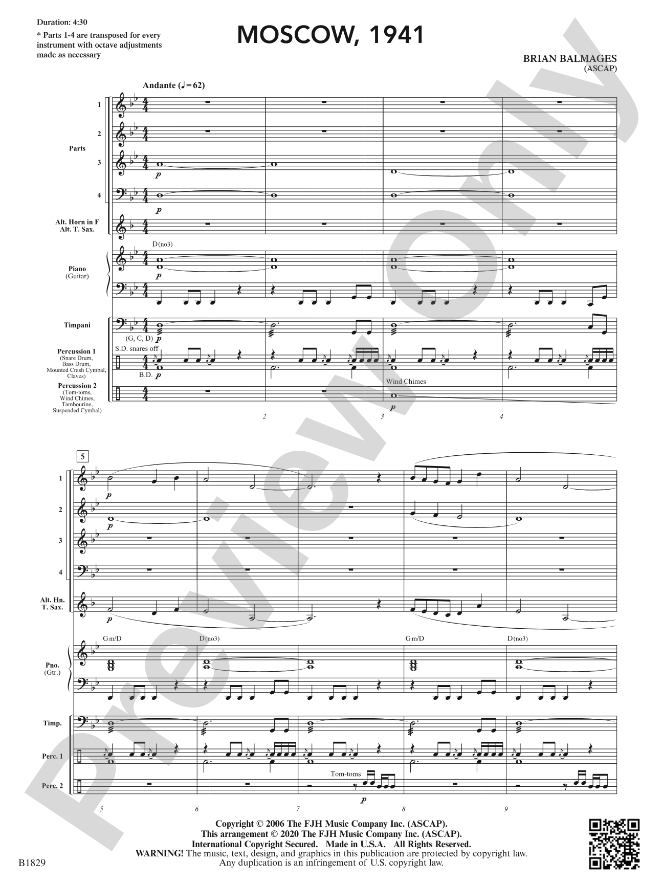 Moscow, 1941: Flexible Band/String Ensemble Score & Parts