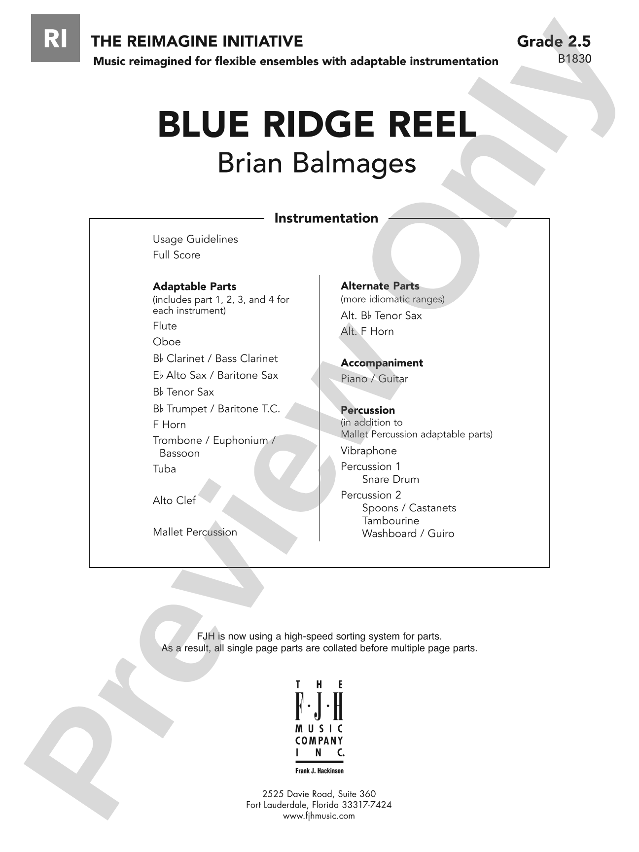 Blue Ridge Reel: Flexible Band/String Ensemble Score & Parts