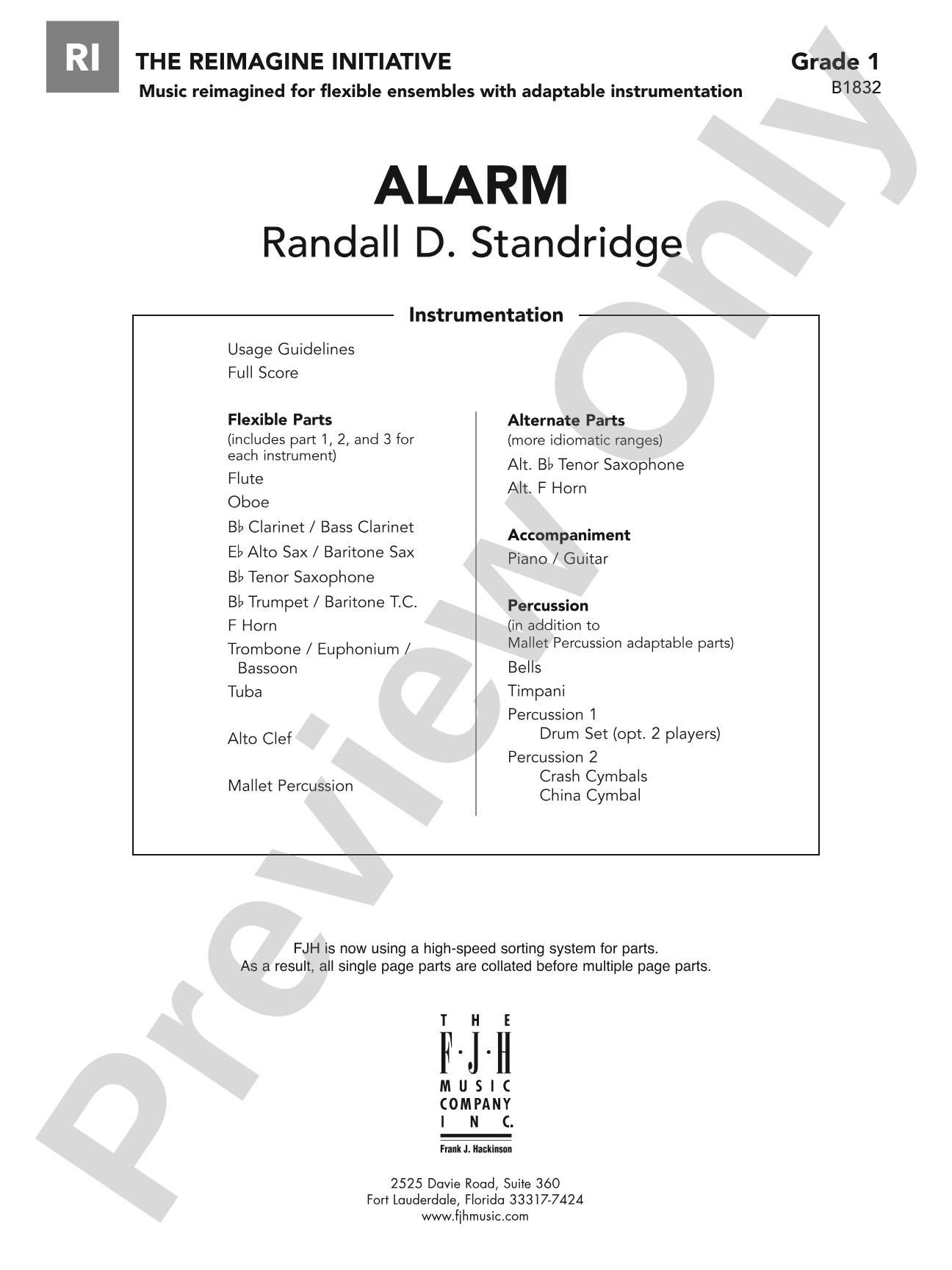 Alarm: Flexible Band/String Ensemble Score & Parts