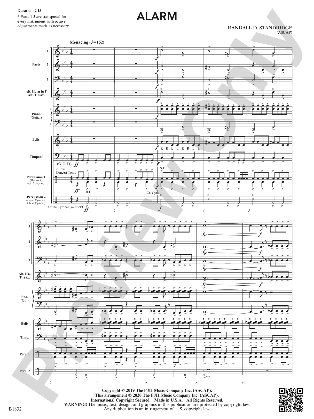 Alarm: Flexible Band/String Ensemble Score & Parts