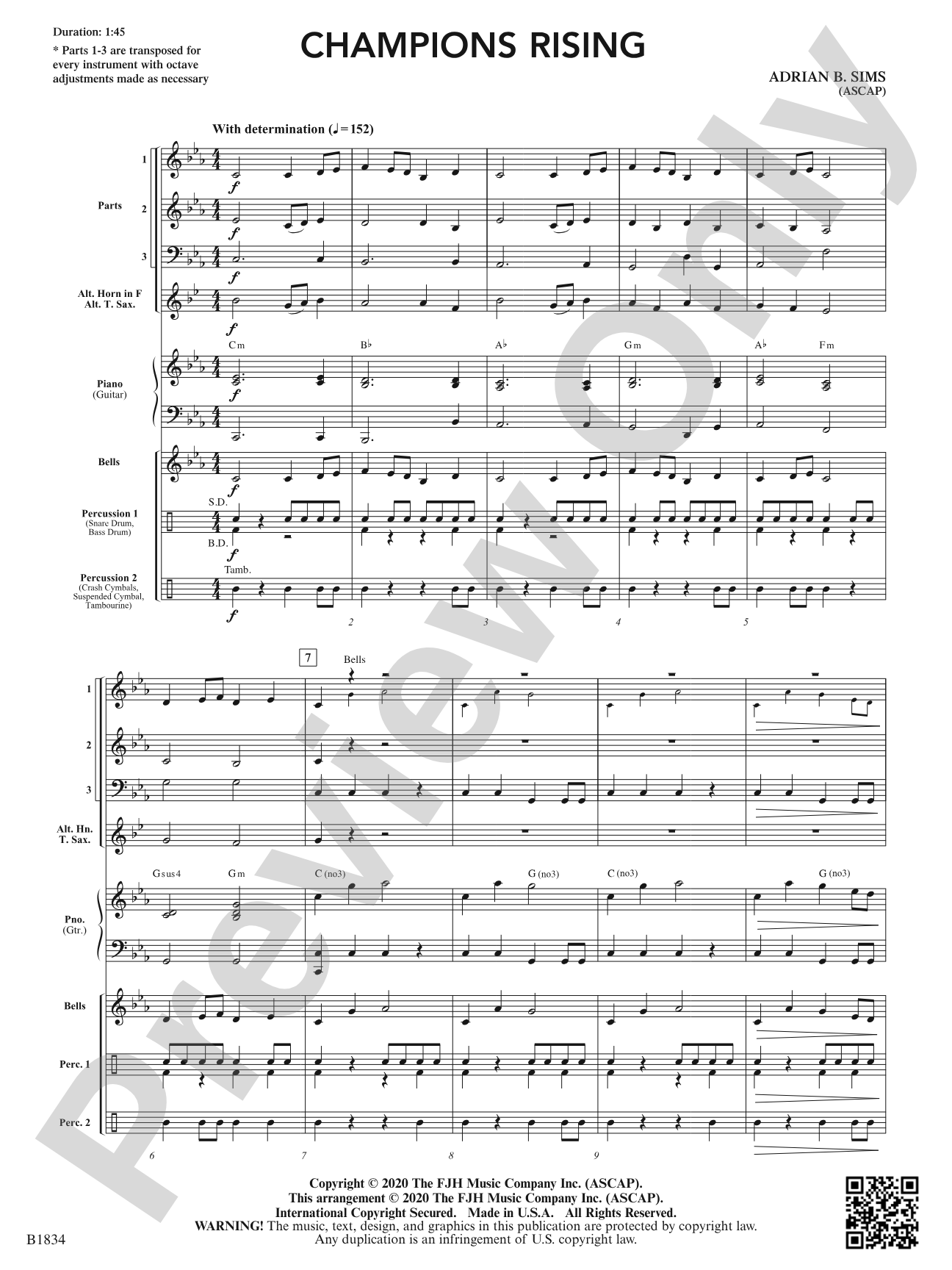 Champions Rising: Flexible Band/String Ensemble Score & Parts