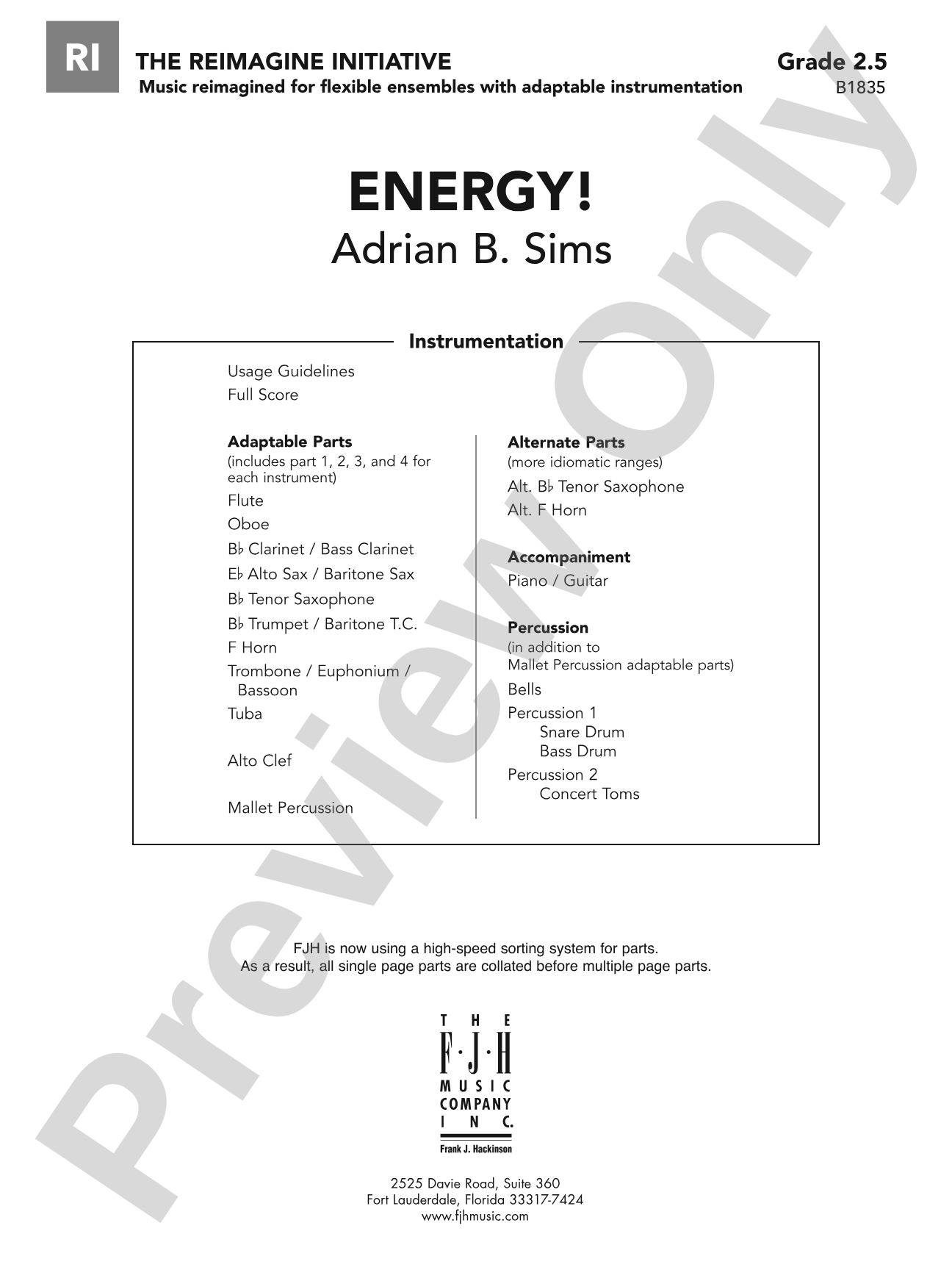 Energy!: Flexible Band/String Ensemble Score & Parts