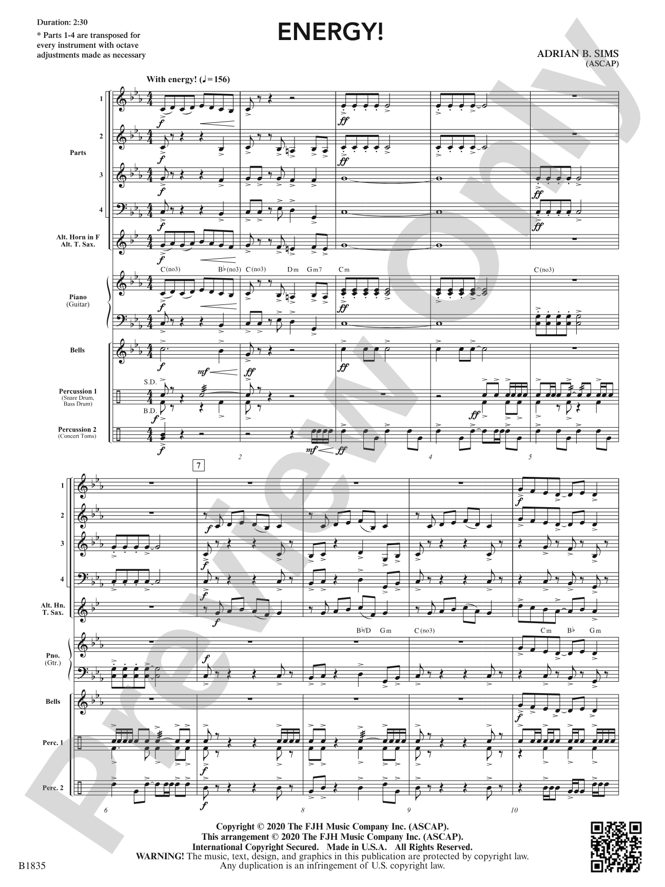 Energy!: Flexible Band/String Ensemble Score & Parts