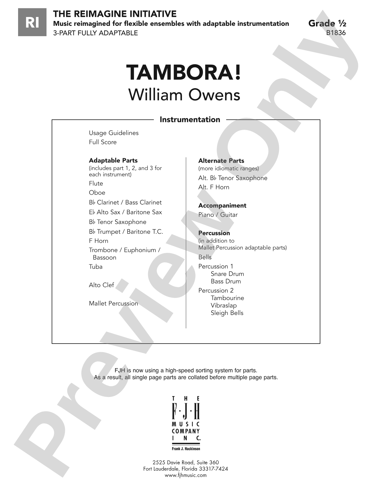 Tambora!: Flexible Band/String Ensemble Score & Parts