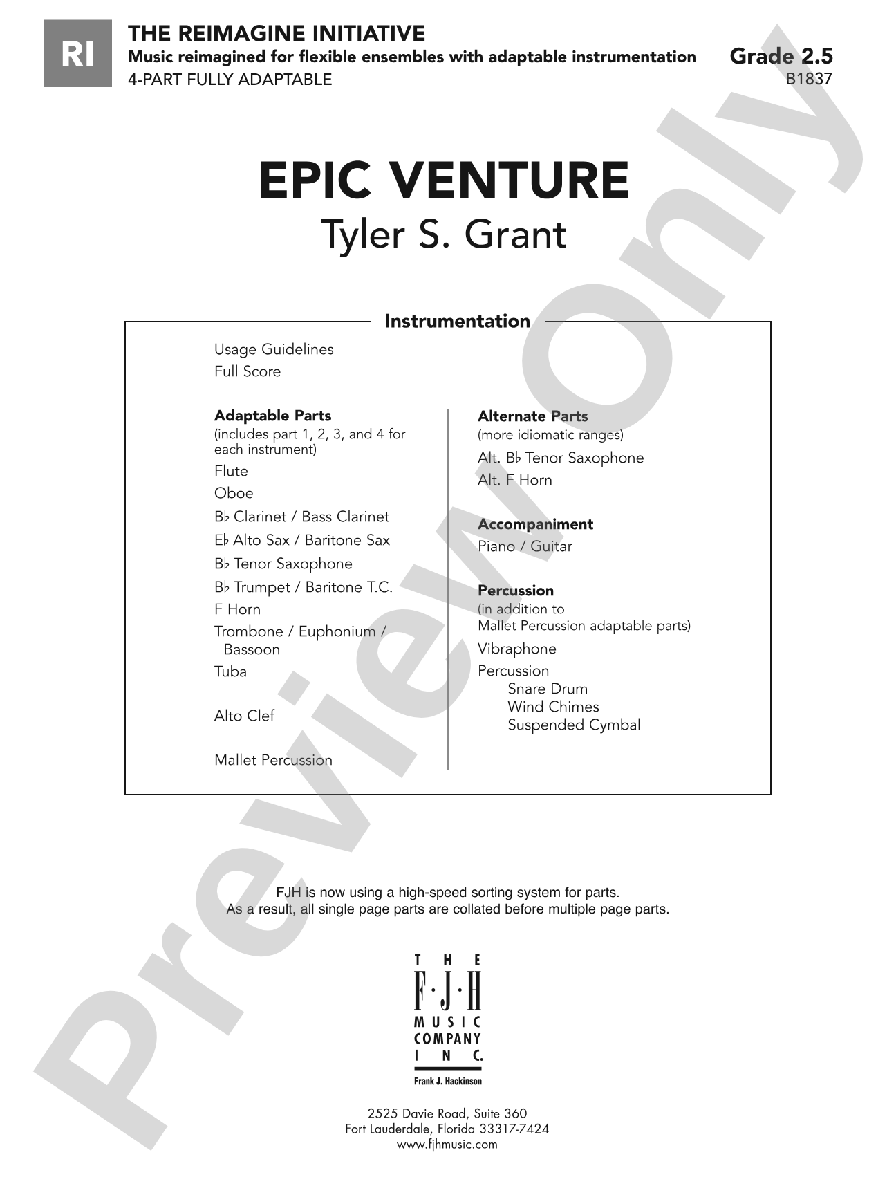 Epic Venture: Flexible Band/String Ensemble Score & Parts