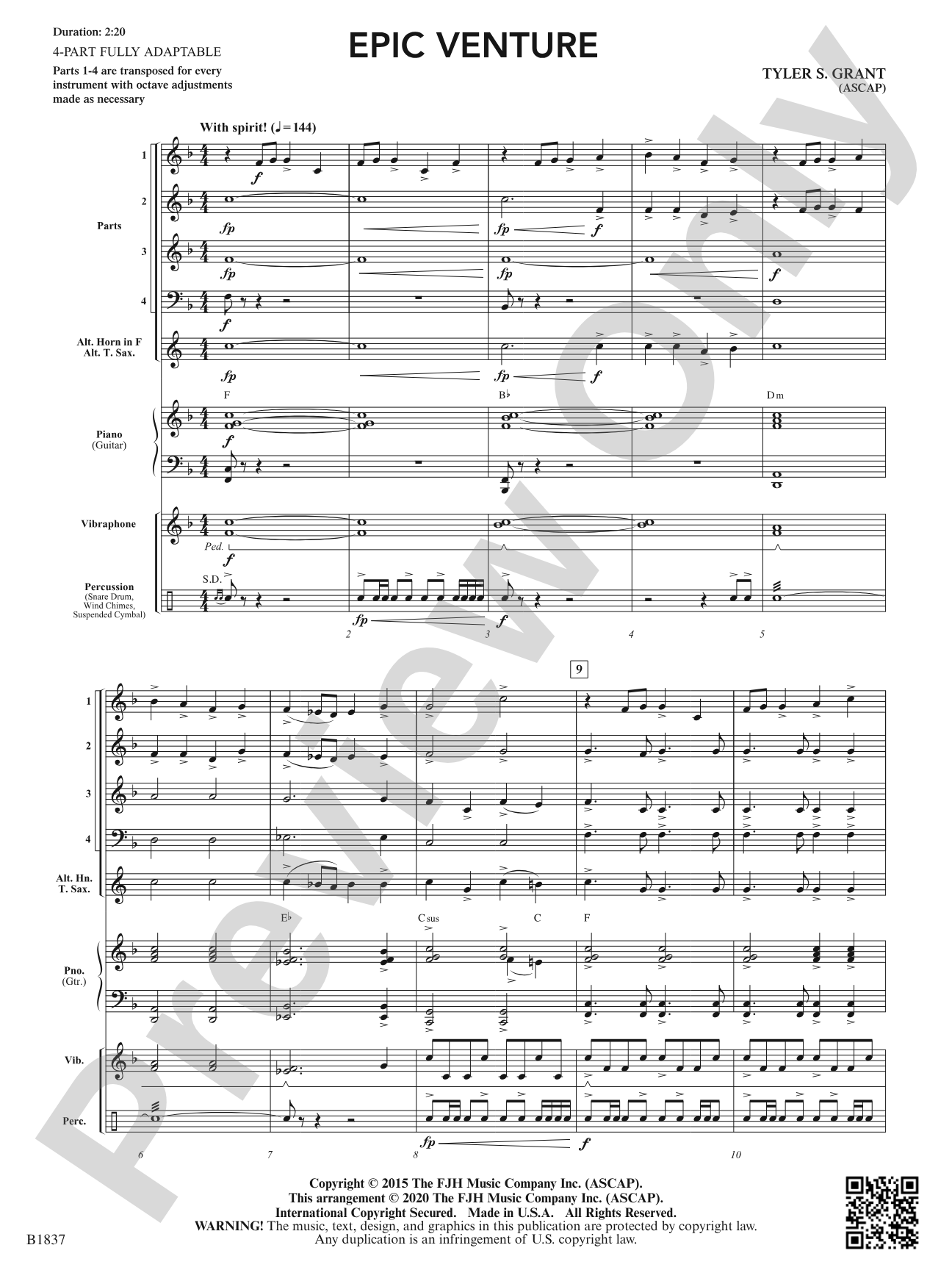 Epic Venture: Flexible Band/String Ensemble Score & Parts