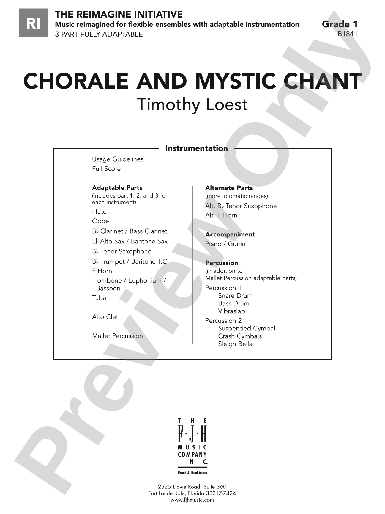 Chorale and Mystic Chant: Flexible Band/String Ensemble Score & Parts