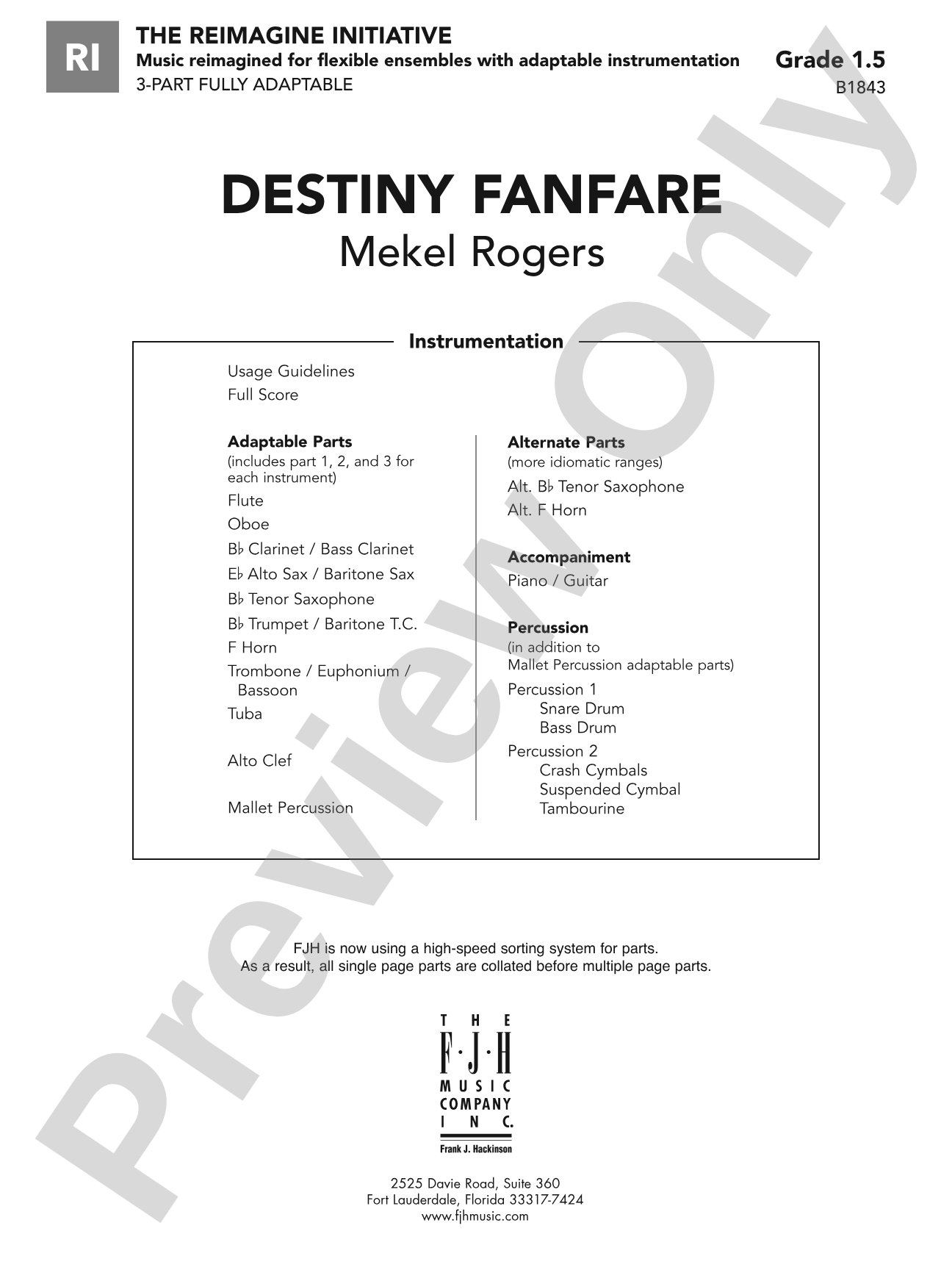 Destiny Fanfare: Flexible Band/String Ensemble Score & Parts