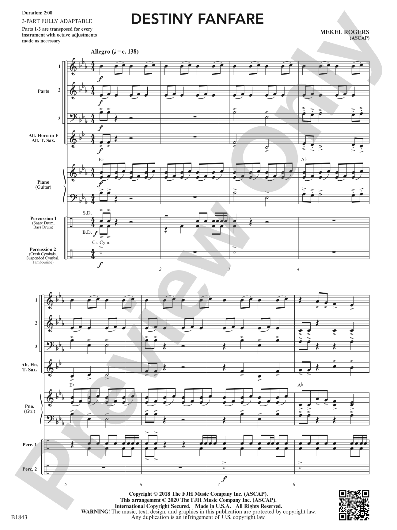 Destiny Fanfare: Flexible Band/String Ensemble Score & Parts