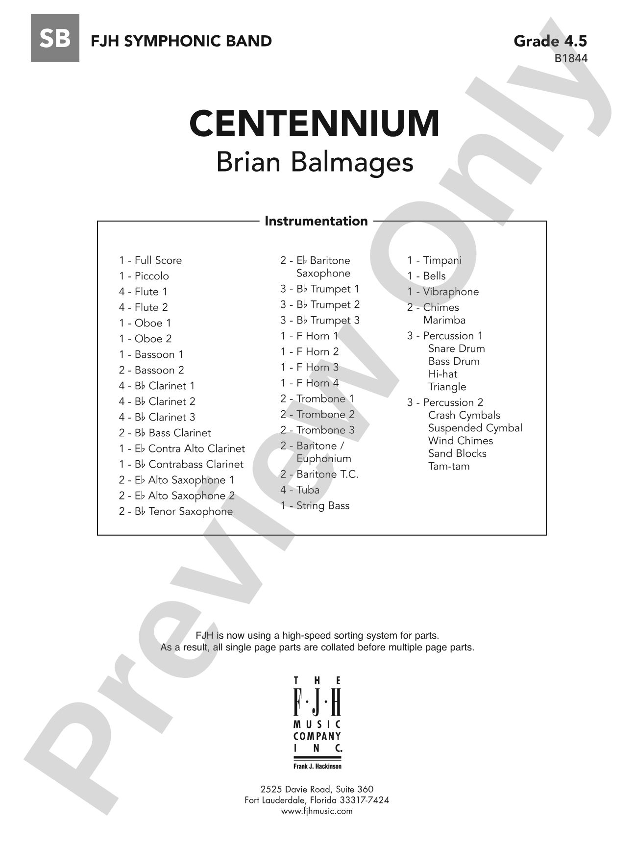 Centennium: Concert Band Conductor Score & Parts