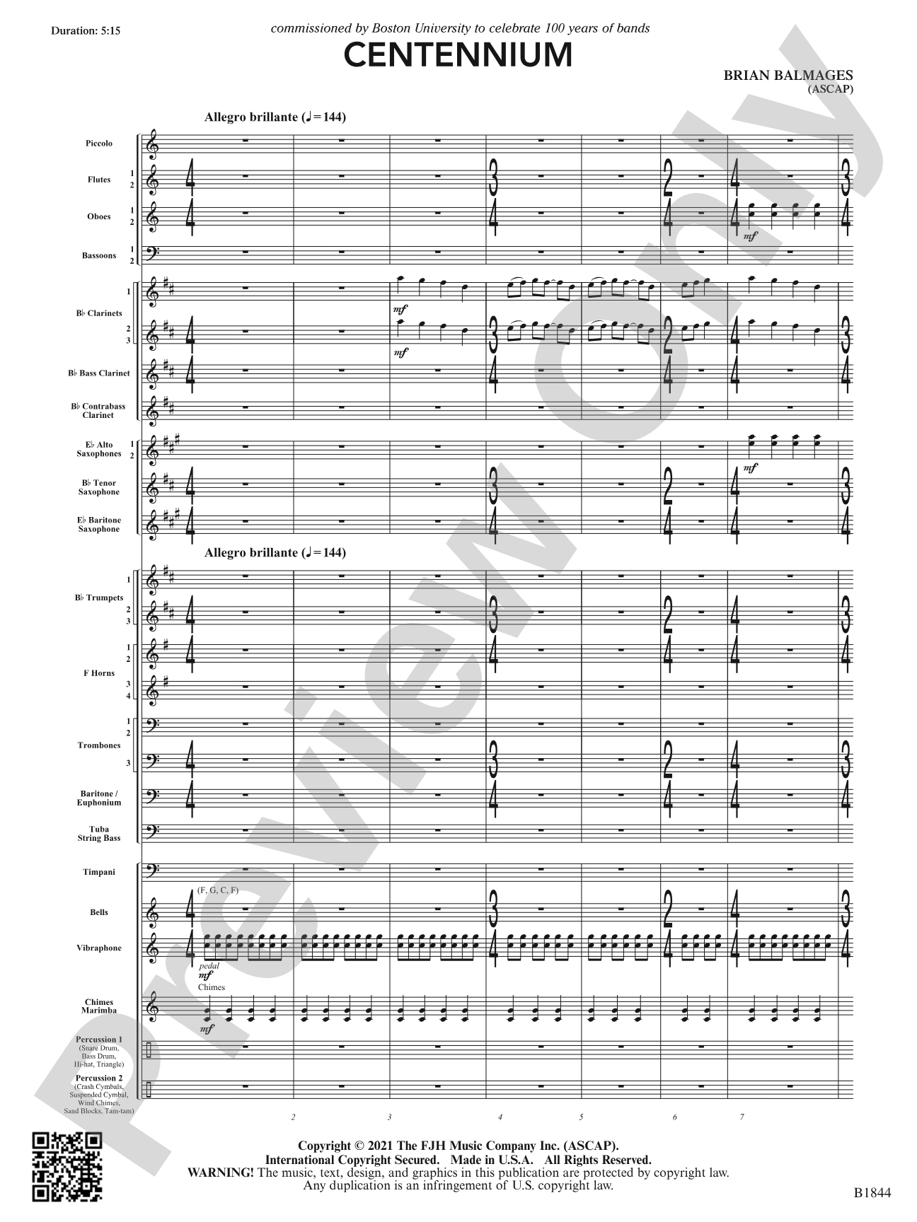 Centennium: Concert Band Conductor Score & Parts