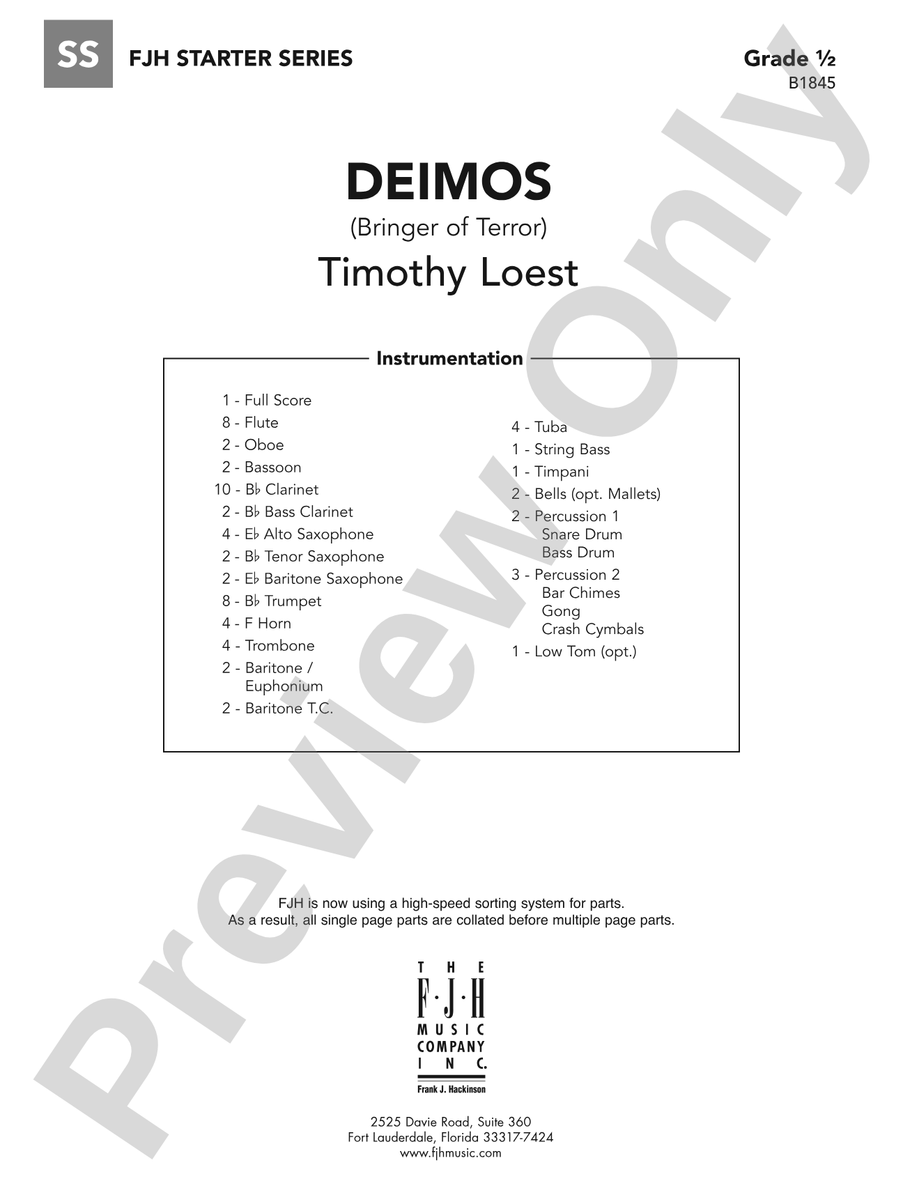 Deimos (Bringer of Terror): Concert Band Conductor Score & Parts