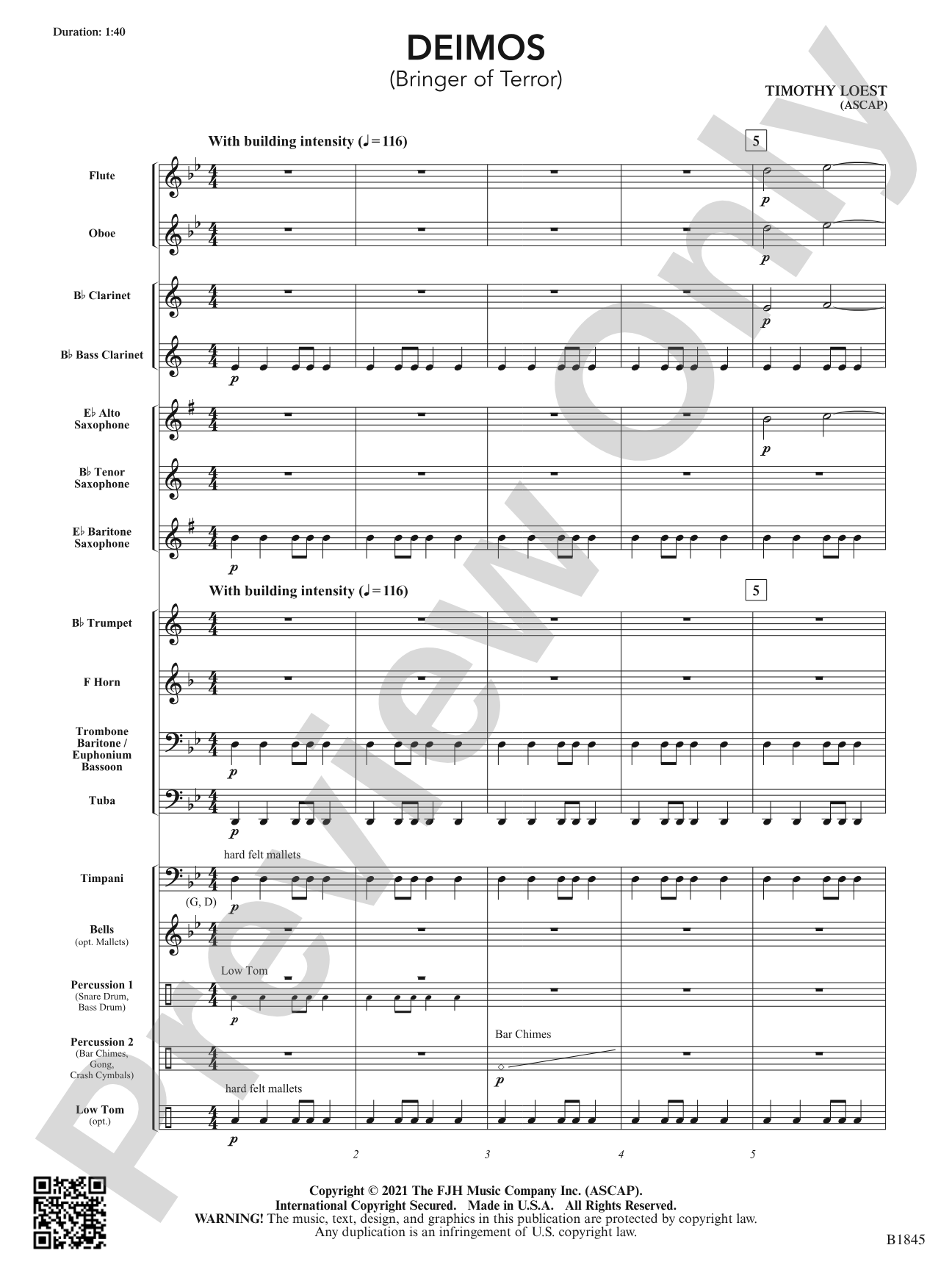 Deimos (Bringer of Terror): Concert Band Conductor Score & Parts