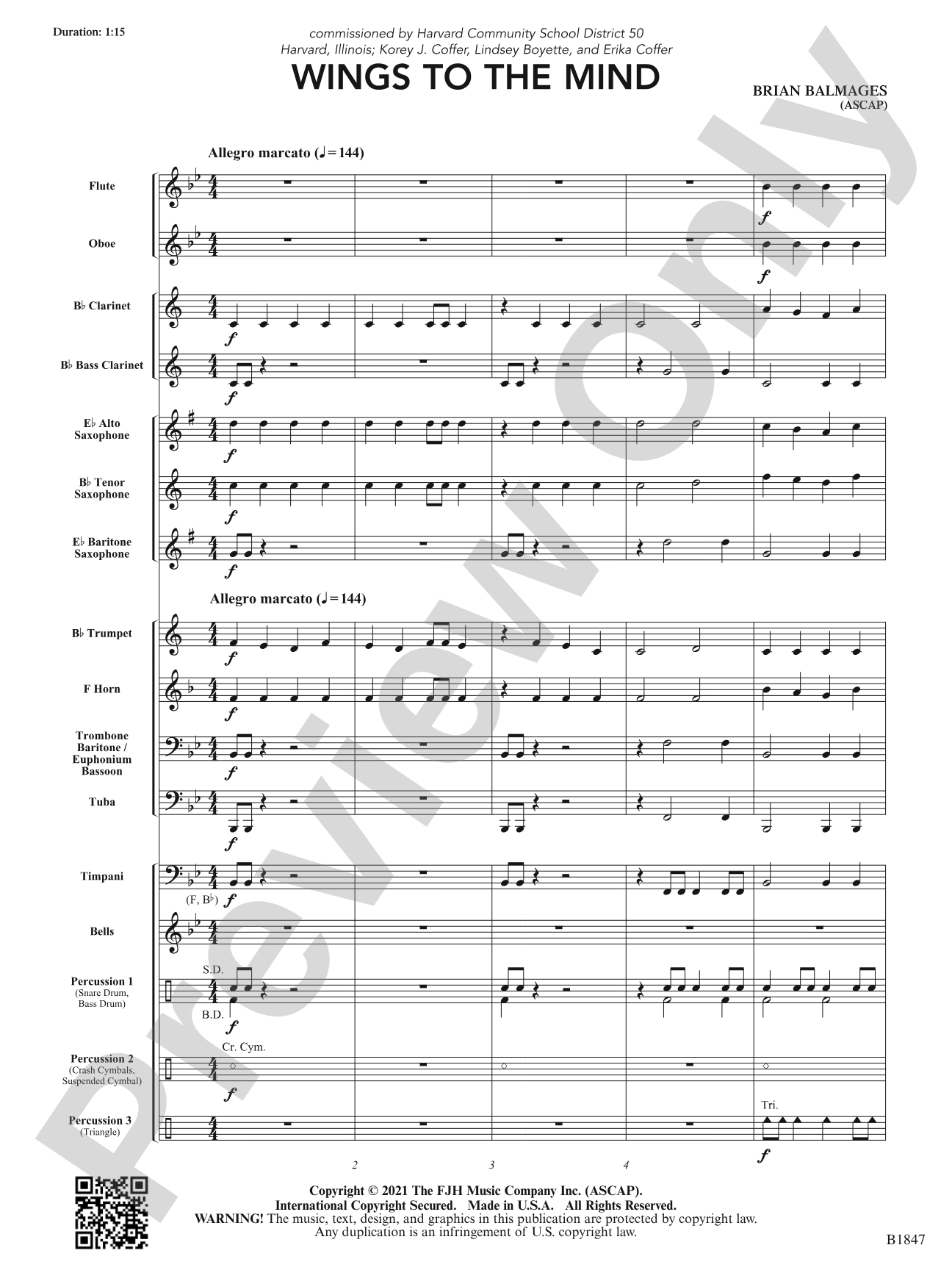 Wings to the Mind: Concert Band Conductor Score & Parts