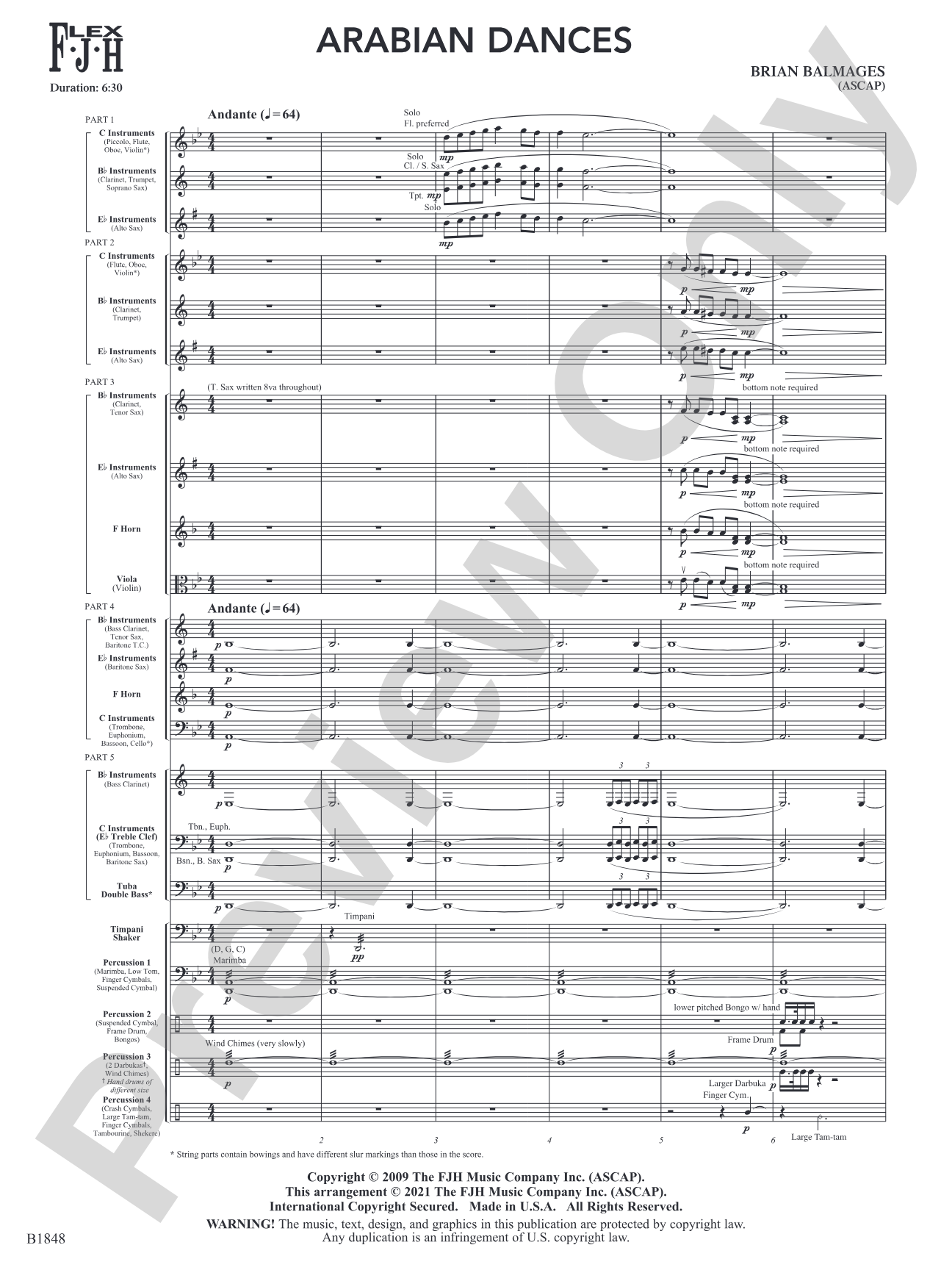 Arabian Dances: Flexible Band/String Ensemble Score & Parts