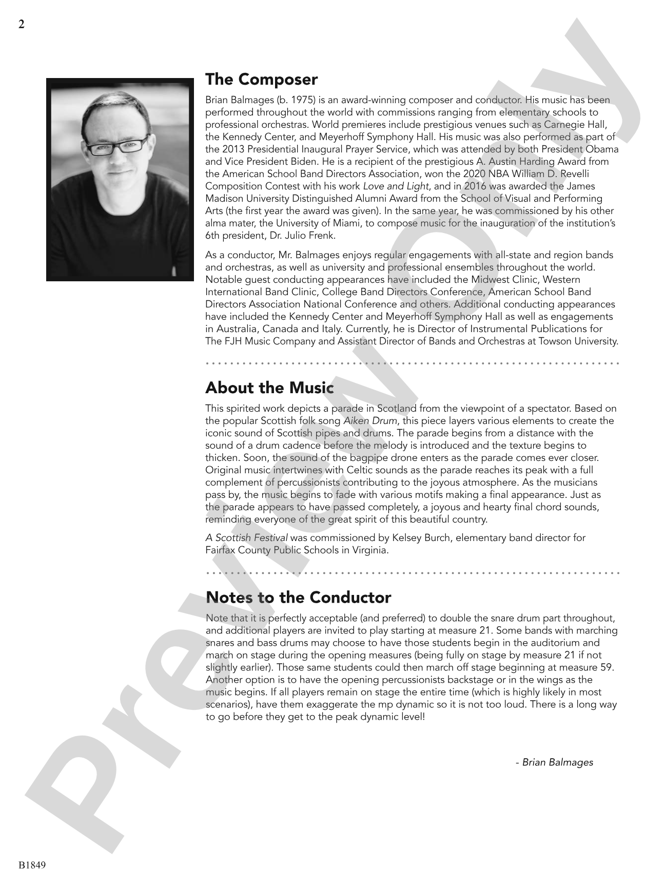 A Scottish Festival: Concert Band Conductor Score & Parts