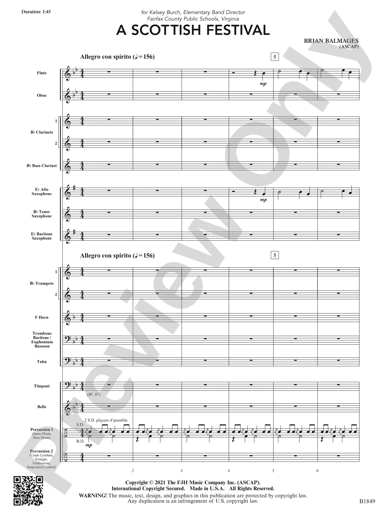 A Scottish Festival: Concert Band Conductor Score & Parts