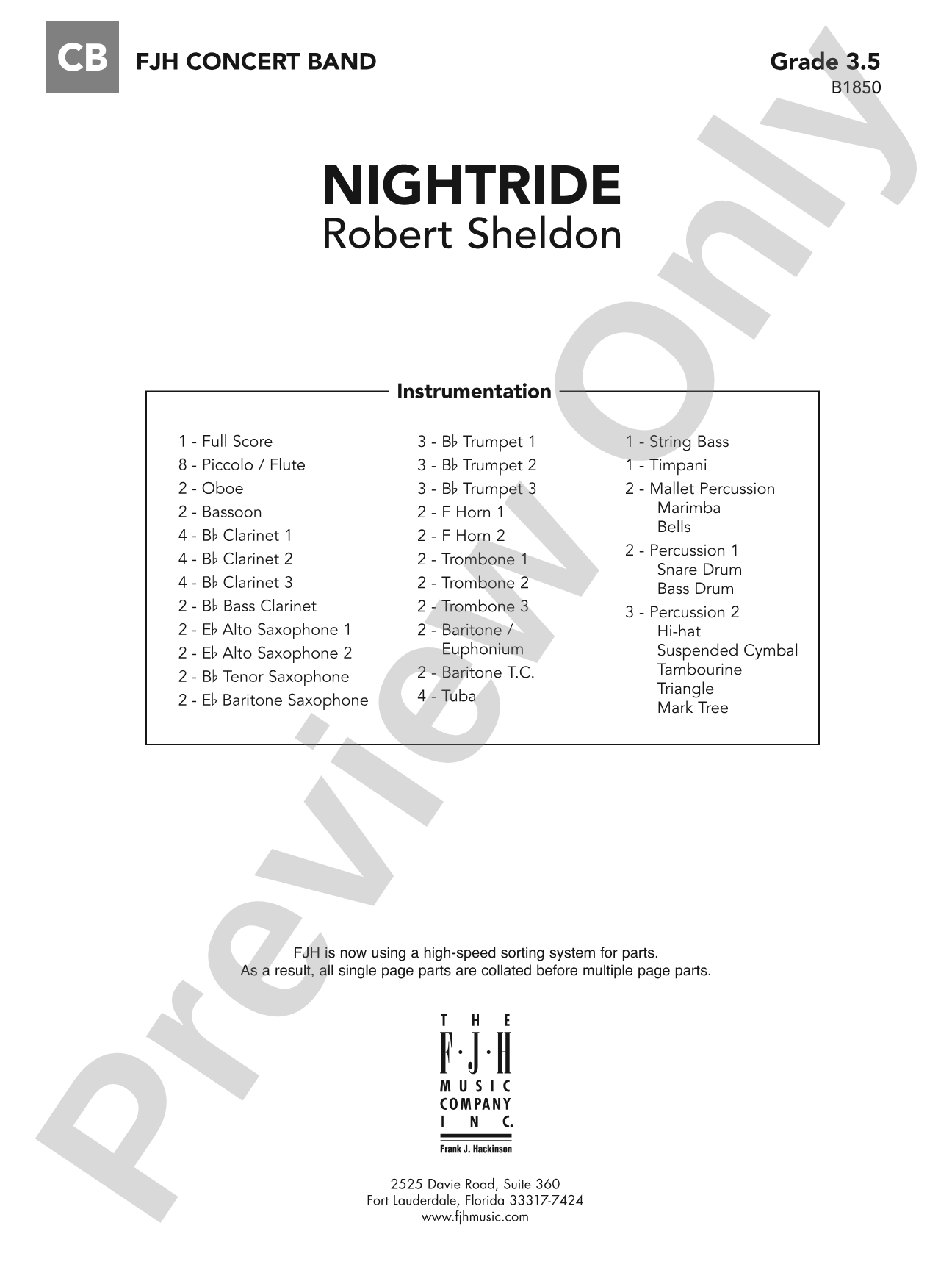 Nightride: Concert Band Conductor Score & Parts