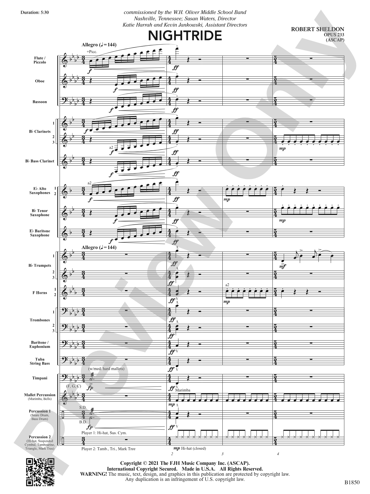 Nightride: Concert Band Conductor Score & Parts